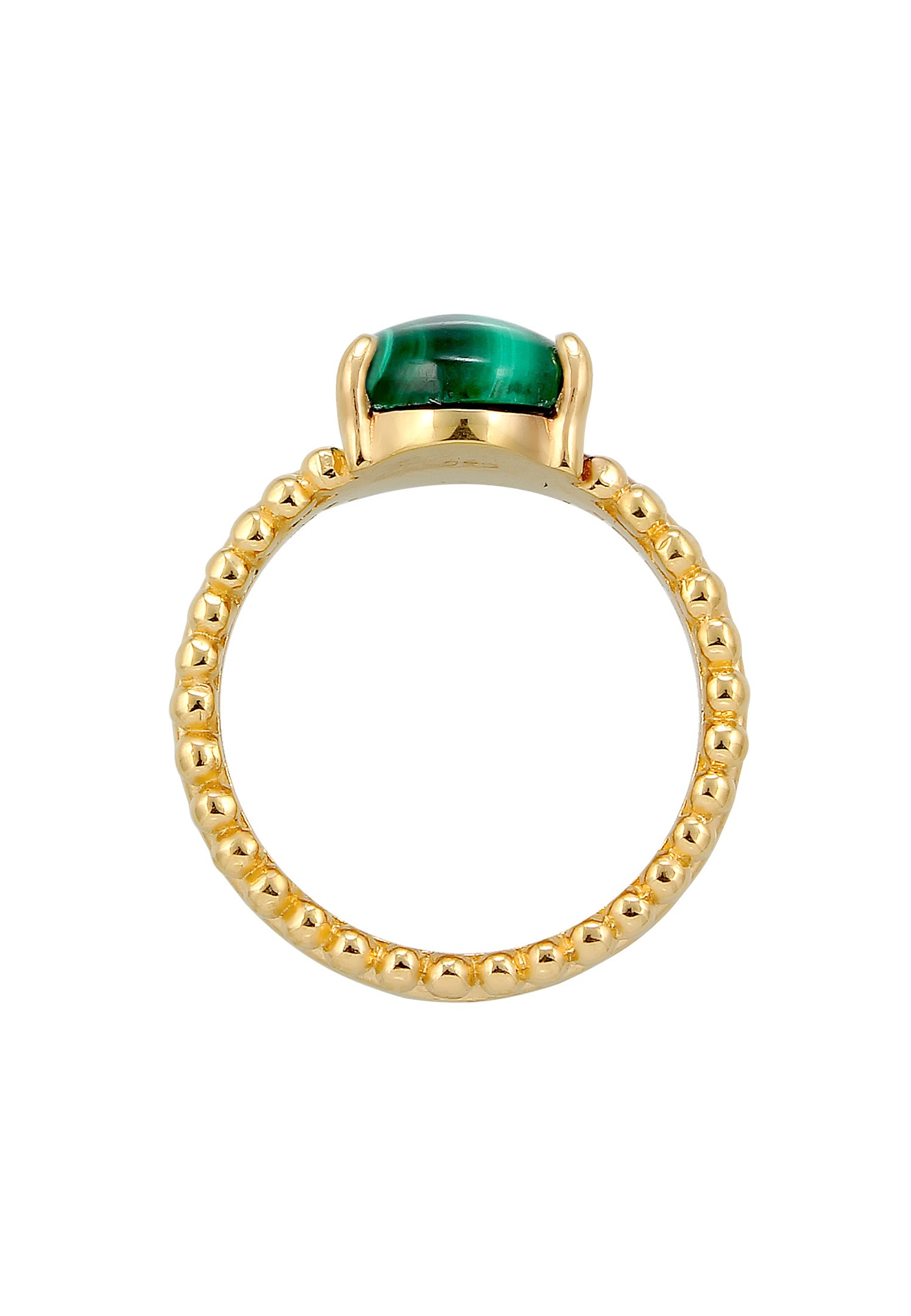 Anillo Elli PREMIUM de malaquita para mujer - (925/1000) Plata chapada en oro