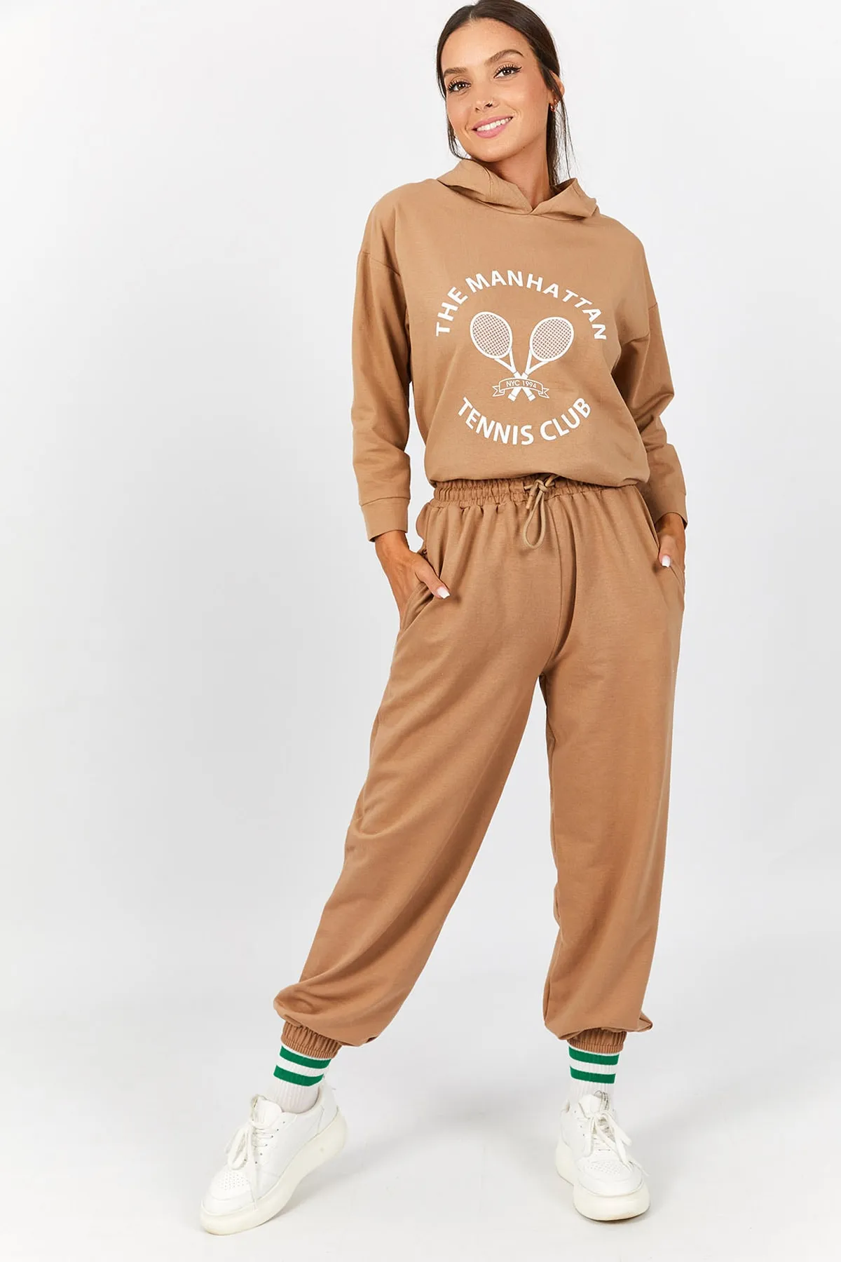 armonika  Nerzfarbene Damen-Jogginghose mit elastischem Bund und Beintaschen, Arm-22Y024062