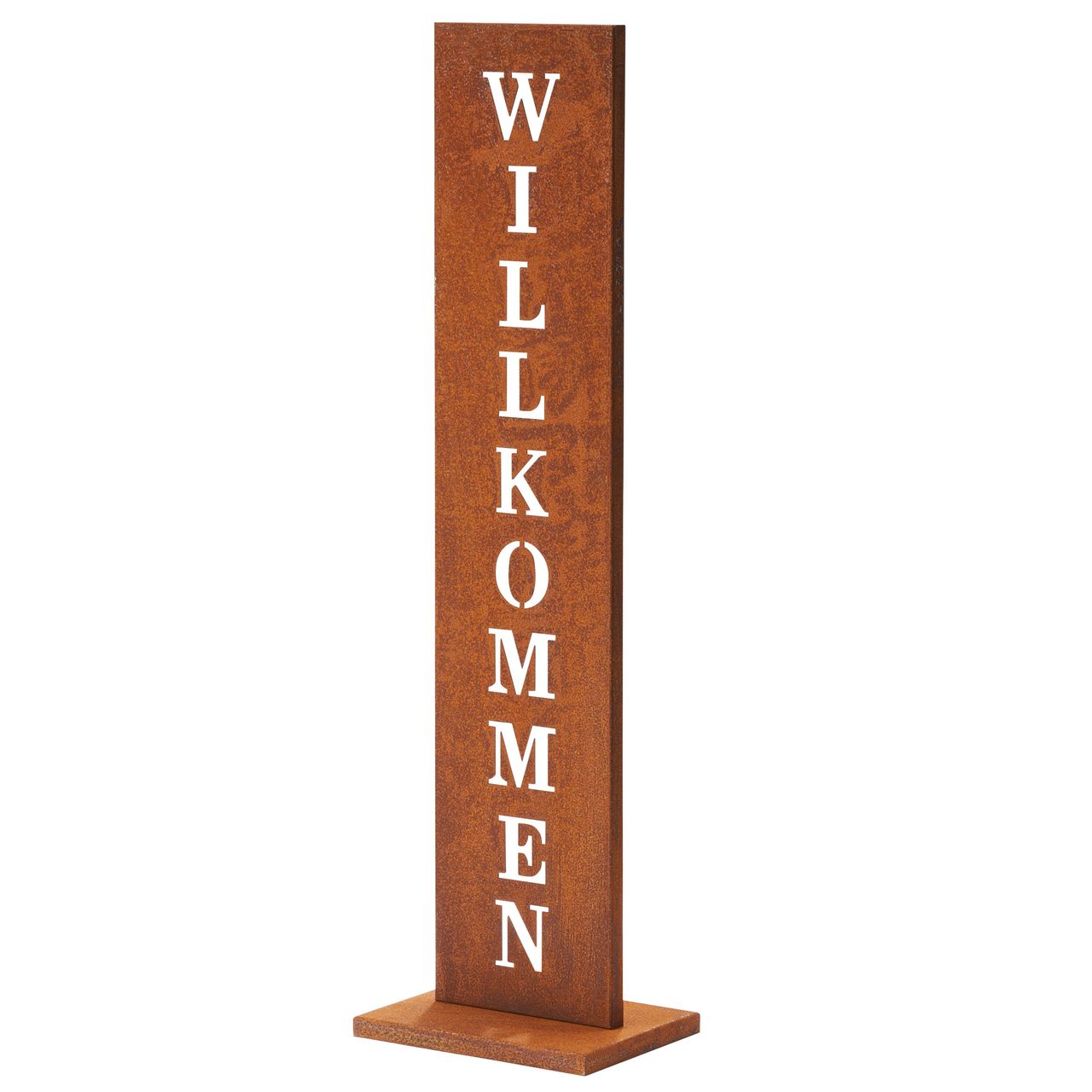 Weles Amare Standschild Willkommen 20 x 15 x 72 cm, rostfarben