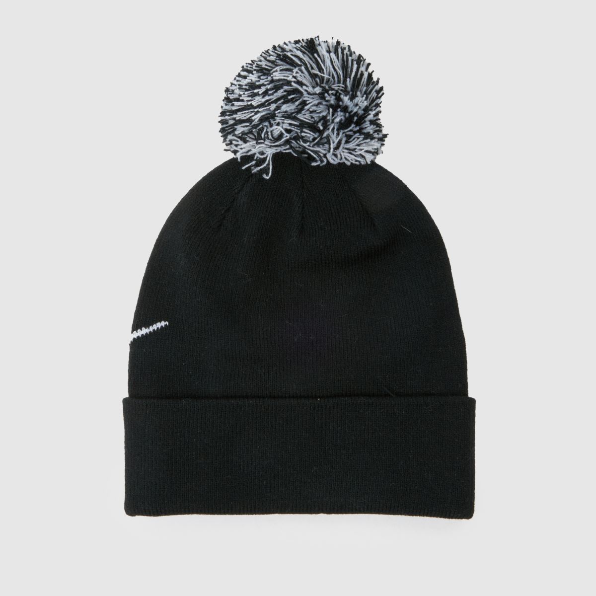 Nike svartvitt set med swoosh-pom-mössa för barn