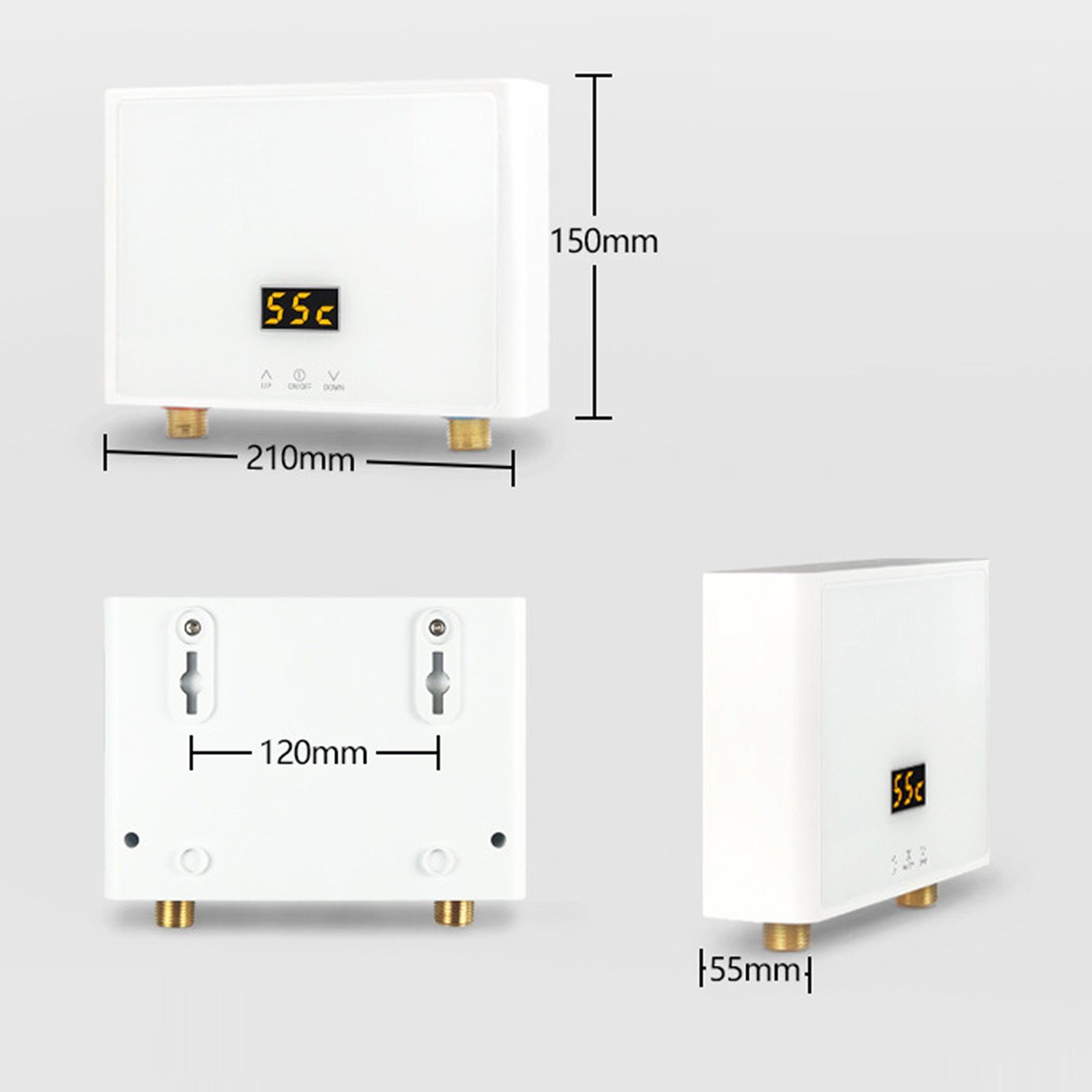 TWSOUL Durchlauferhitzer Mini Durchlauferhitzer Tankless mit LED Digitalanzeige Panel, Temperaturauswahl 28-55 ℃, spart Strom