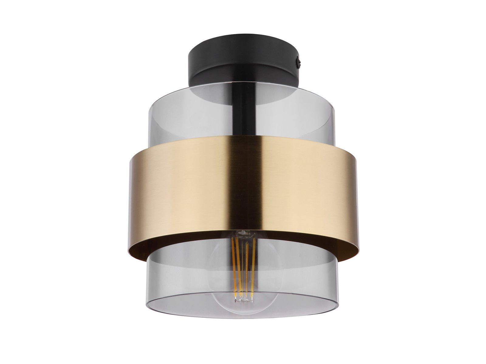 meineWunschleuchte LED Deckenleuchte, Leuchtmittel stufenweise über Wandschalter dimmbar, LED wechselbar, warmweiß, klein-e ausgefallen-e stylische Designer-lampe Rauchglas Gold, Ø18cm