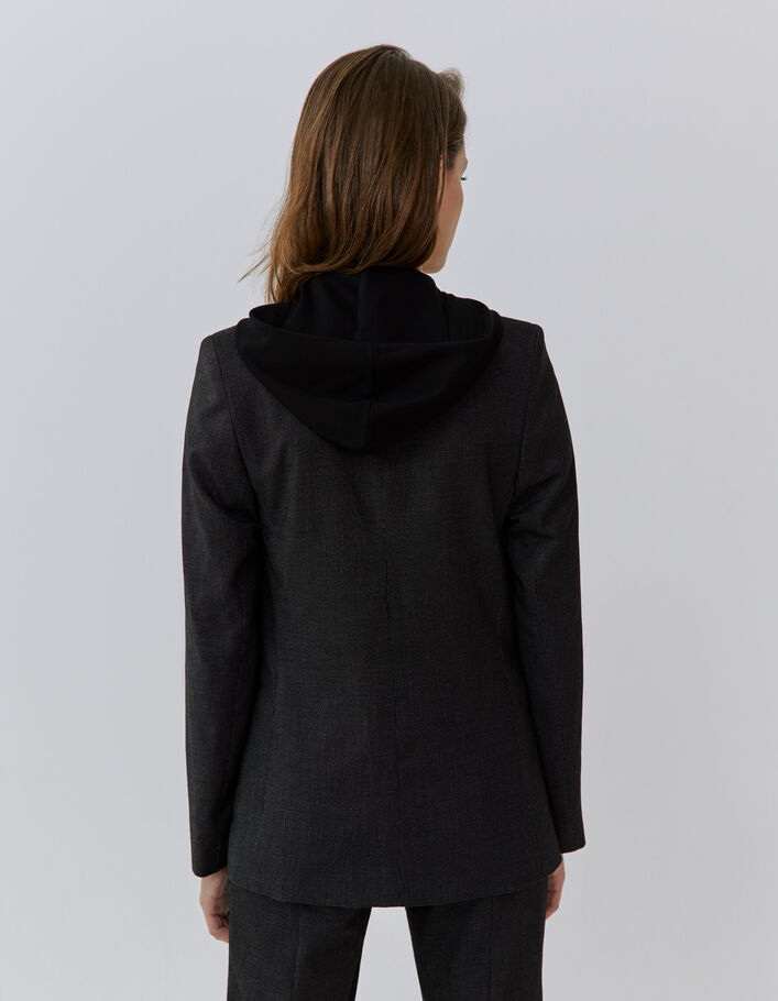 Veste de costume noire faux-uni parmenture amovible Femme