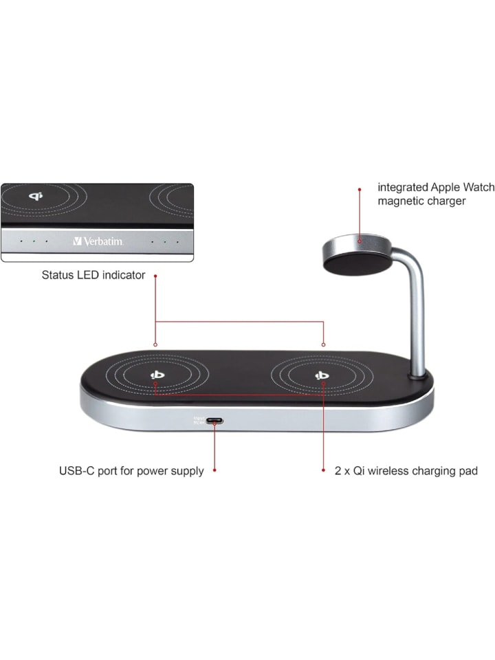 COFI 1453 Verbatim Wireless Ladegerät 3-in-1 – Schnelles Aufladen in Schwarz günstig kaufen 100
