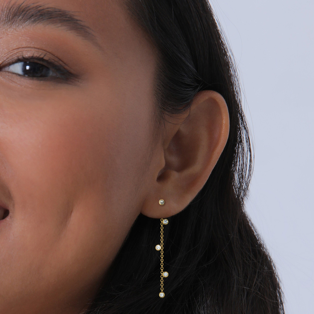 Elli Elli Boucles d'Oreilles Solitaire Élégant avec des Cristaux Femme - (925/1000) Ar Boucles d'oreilles