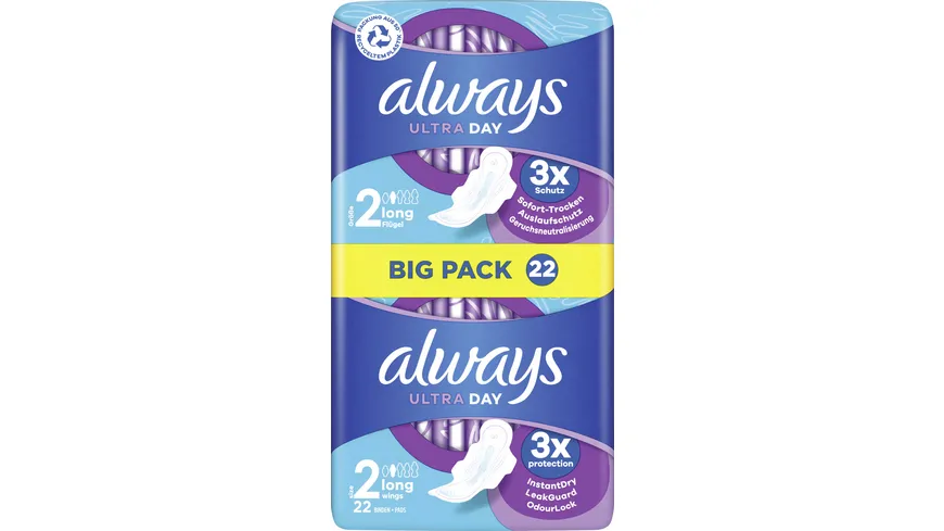 Always ULTRA Damenbinden Long mit Flügeln BigPack 22 Stück
