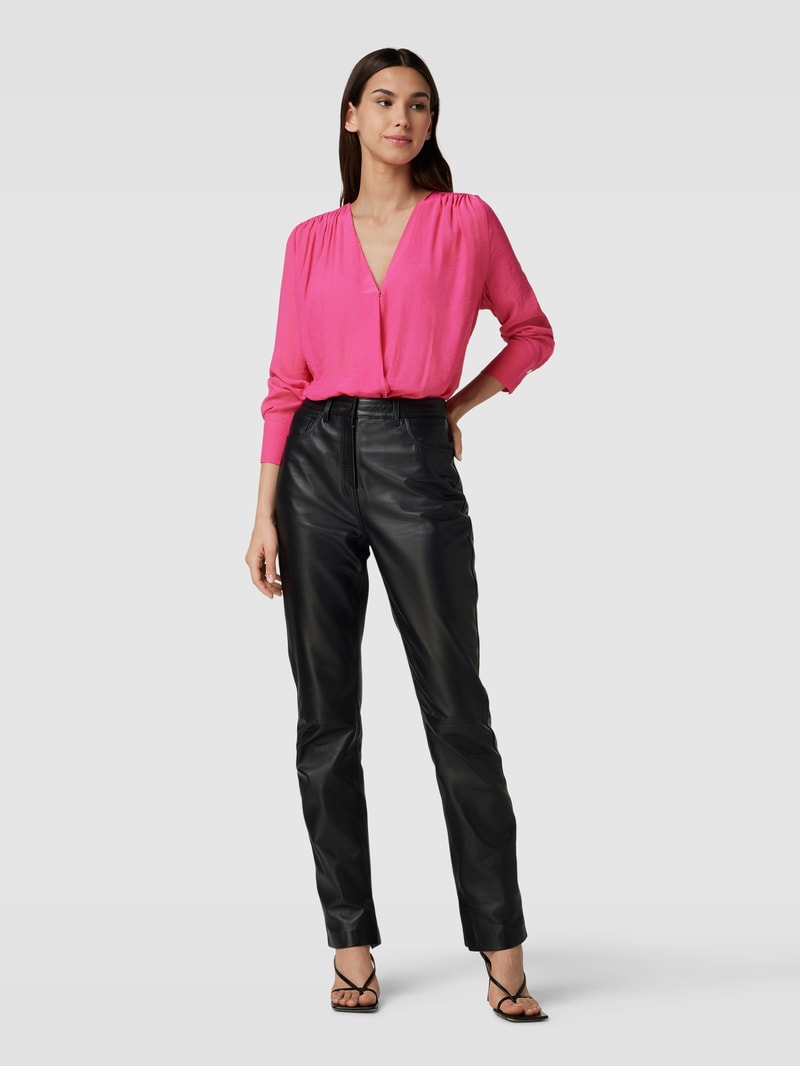 Blusenshirt aus Viskose-Mix mit V-Ausschnitt in pink