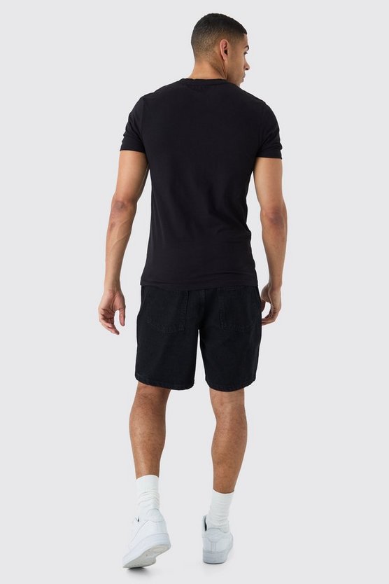 Lockere Jeansshorts in Schwarz
