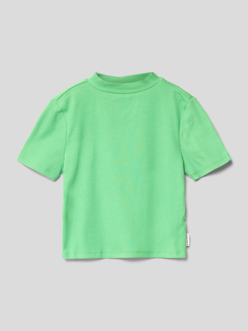 Cropped T-Shirt mit Stehkragen in grün