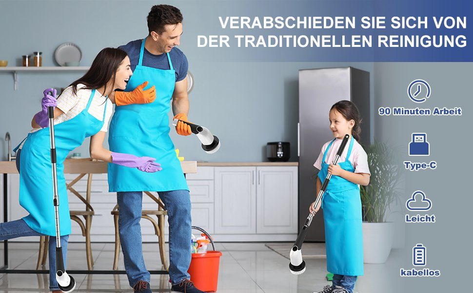 Cleany Reinigungsbürsten-Set Elektrische Reinigungsbürste, Oberflächenbürste, Reinigungsbürste, Hochqualitative Bürste
