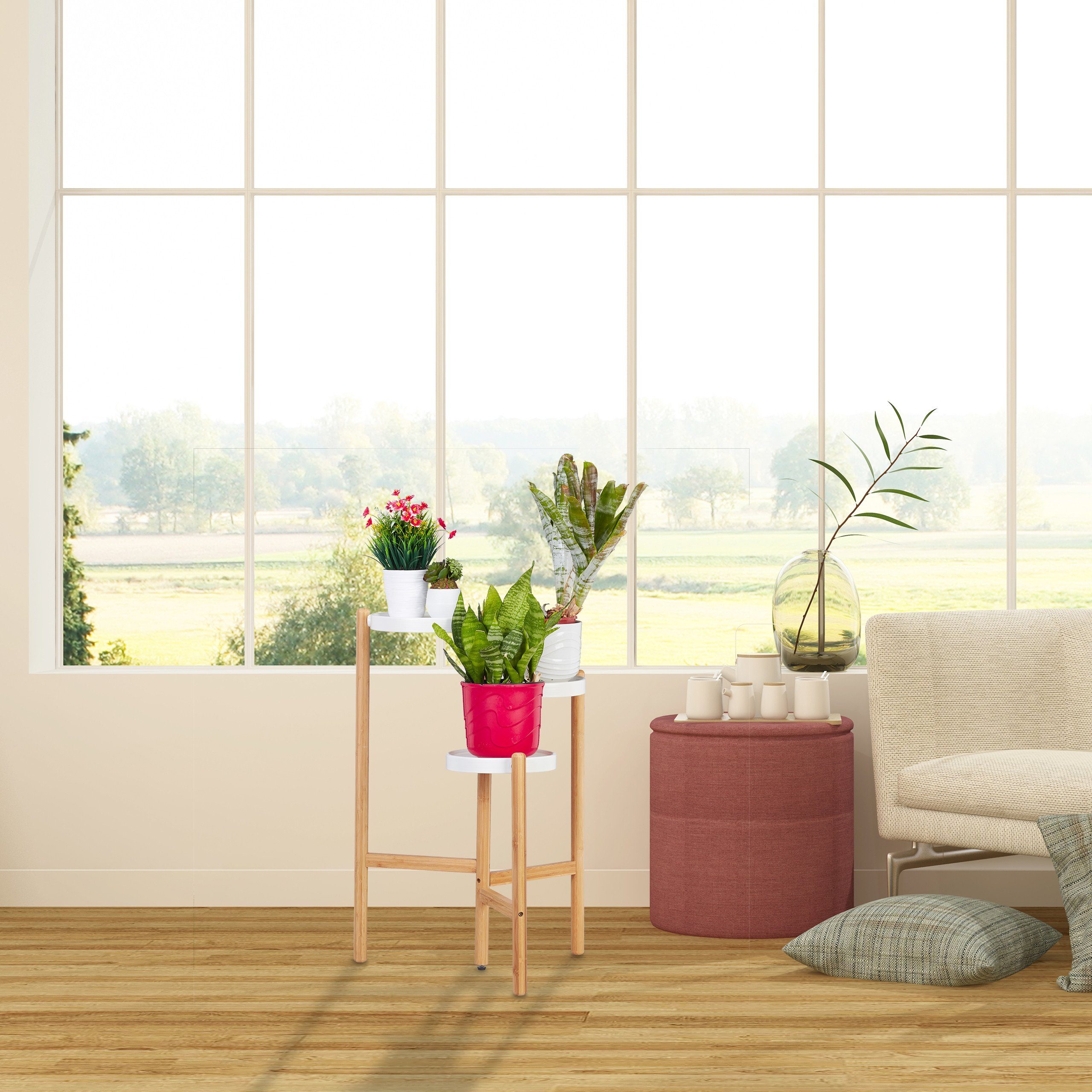 relaxdays Pflanzentreppe Blumentreppe 3-stufig