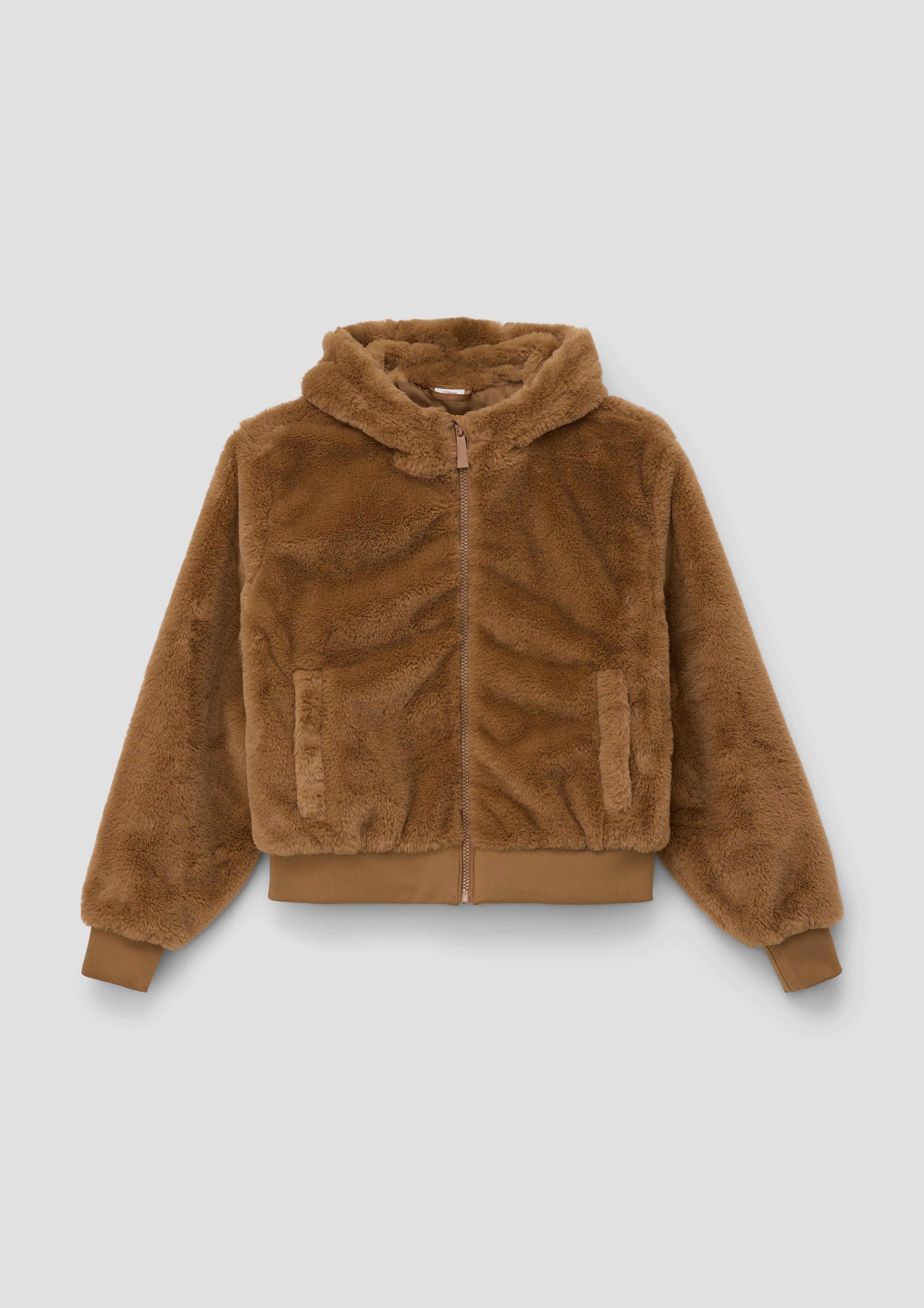 Kapuzenjacke aus Teddyplüsch  2138403-8469