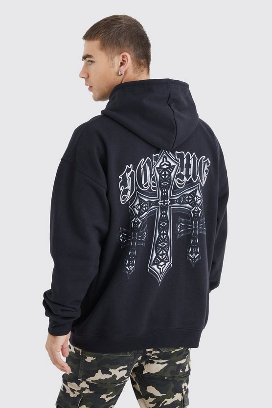 Oversize Hoodie mit Homme Kreuz Print