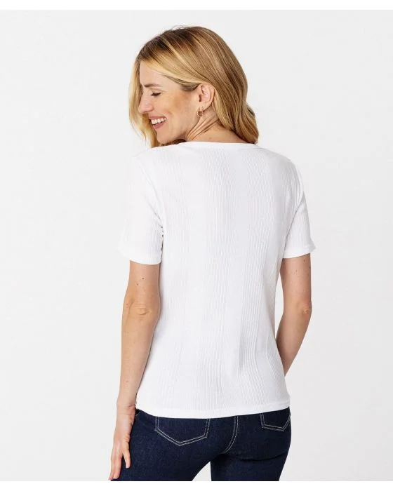 Tee-shirt pur coton côtes placées