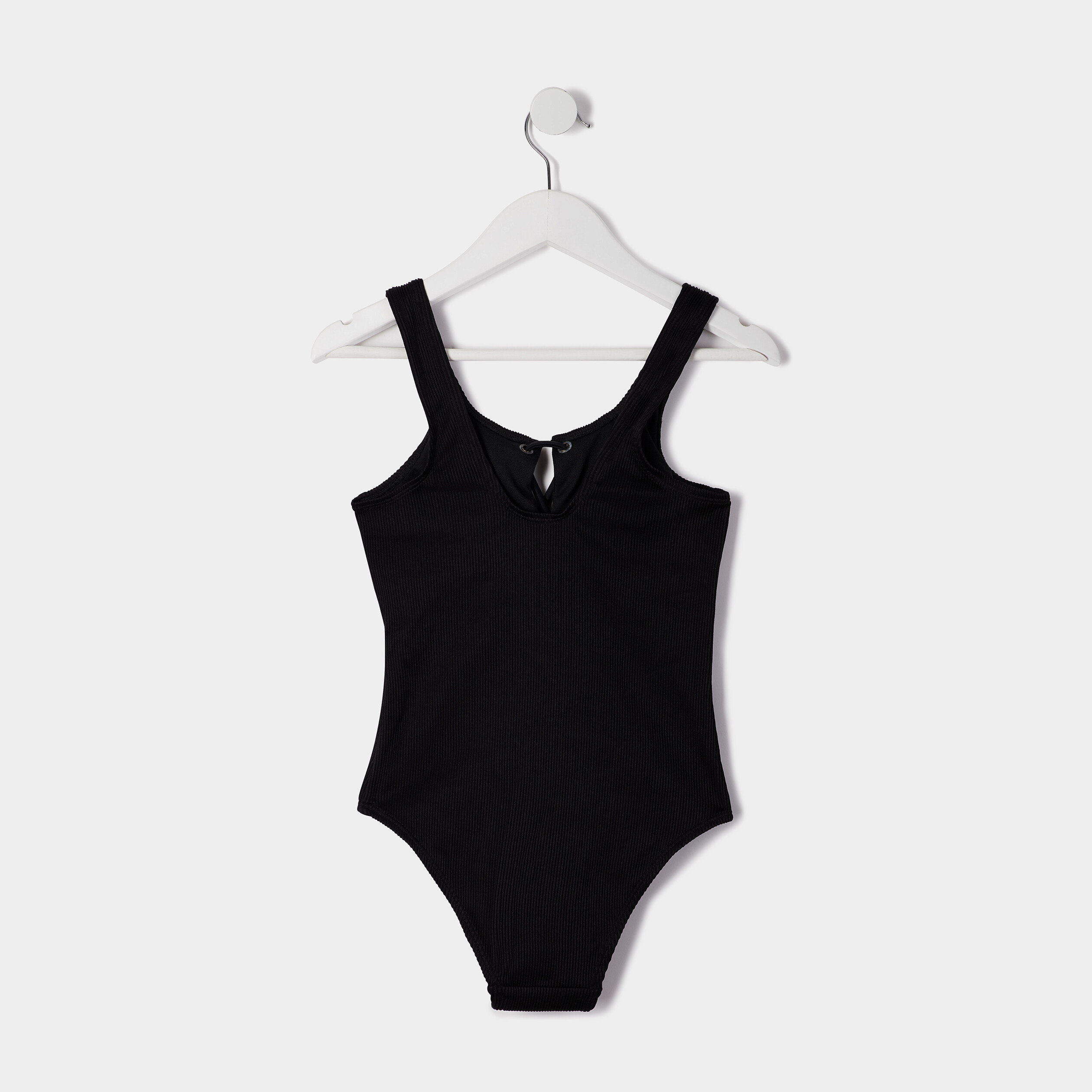 Maillot de bain une pièce côtelé noir fille | La Halle