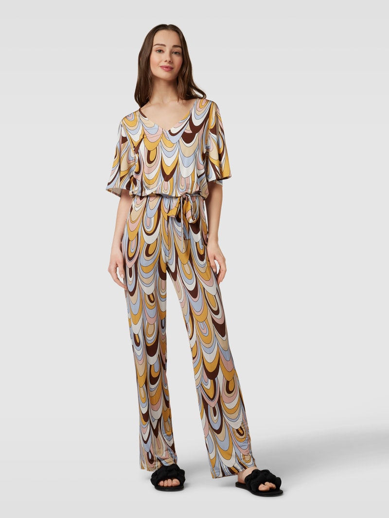 Jumpsuit mit Allover-Muster in hellbraun
