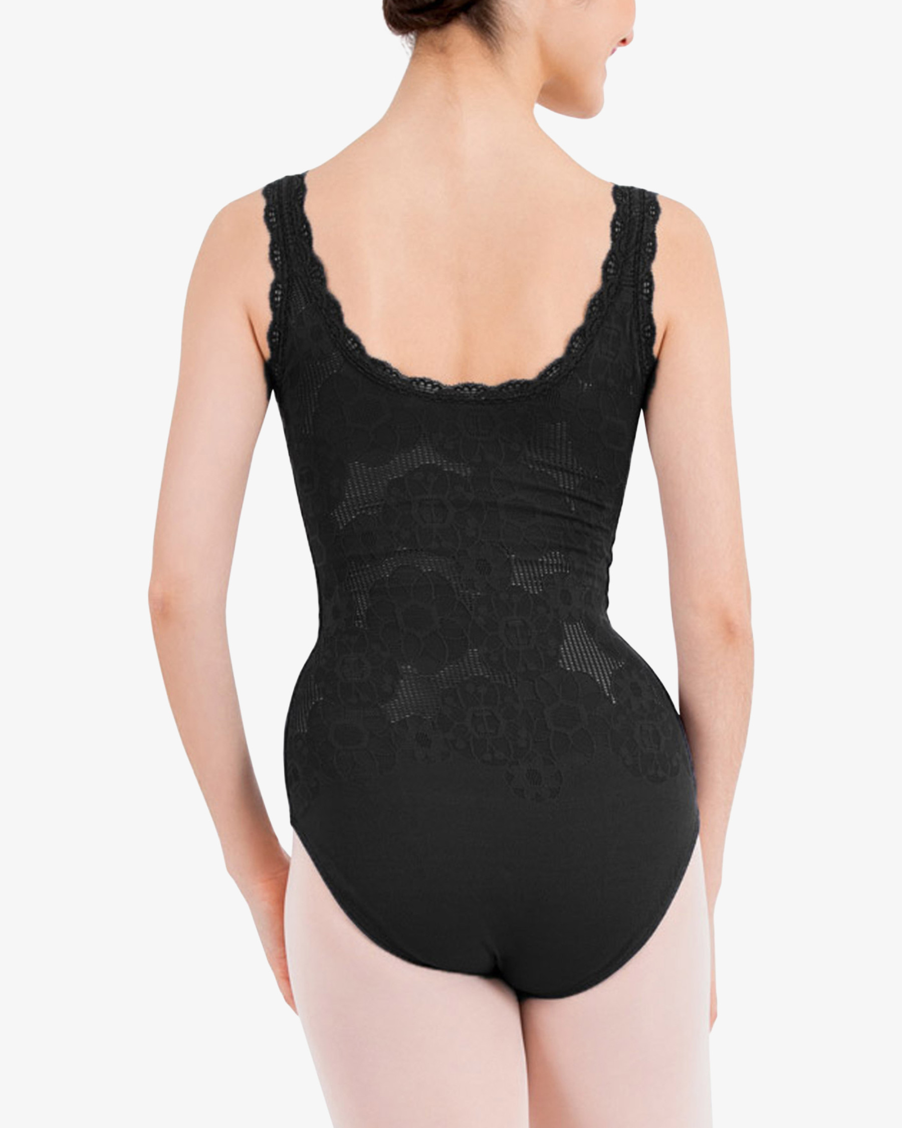 Thin straps rosette lace leotard