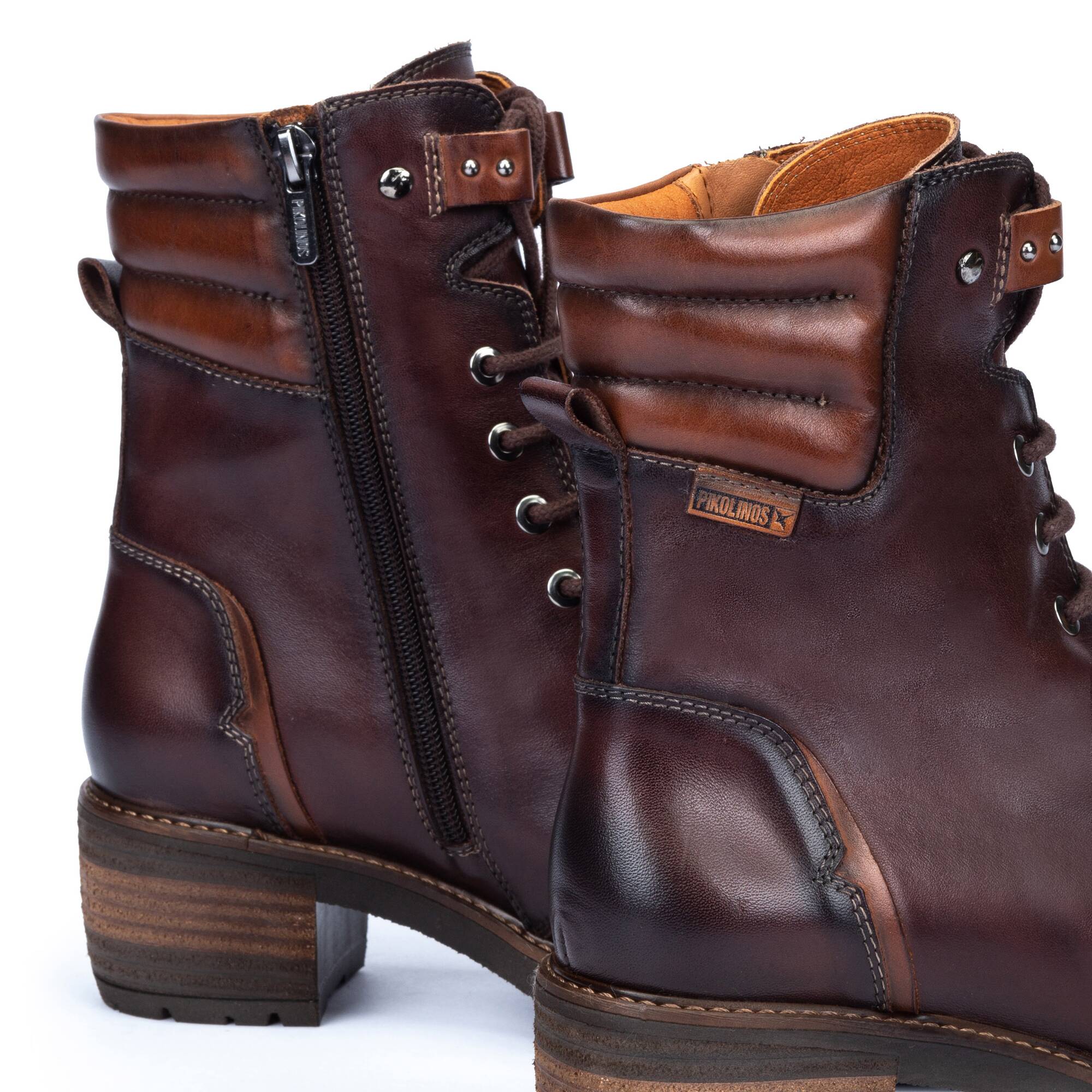 Botki na obcasie sznurowane - MAHOGANY