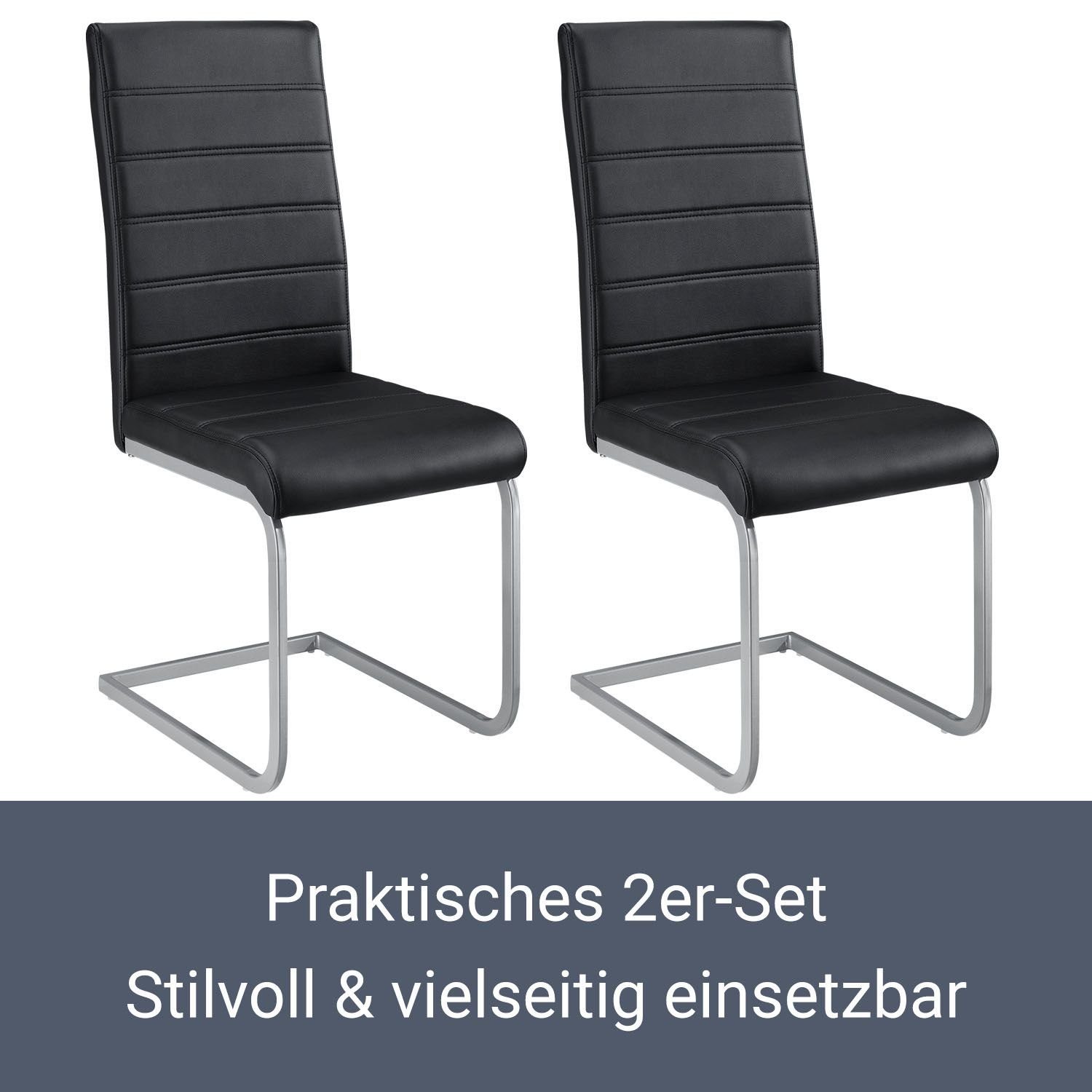 Juskys Freischwinger Vegas, hohe Rückenlehne, pflegeleicht, weiche Polsterung, inkl. Stuhlgleiter