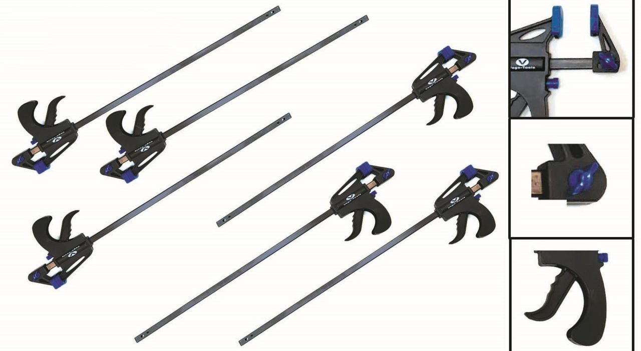 Vago-Tools 6x Schnellspannzwinge 750 mm Einhandzwinge Klemmzwinge Schraubzwinge