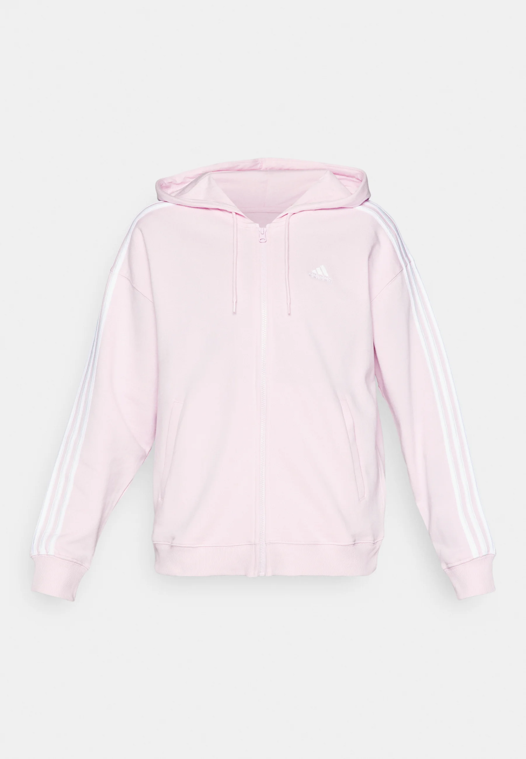 adidas Sportswear ESSENTIALS STRIPES - Sudadera con capucha y cremallera completa de gran tamaño