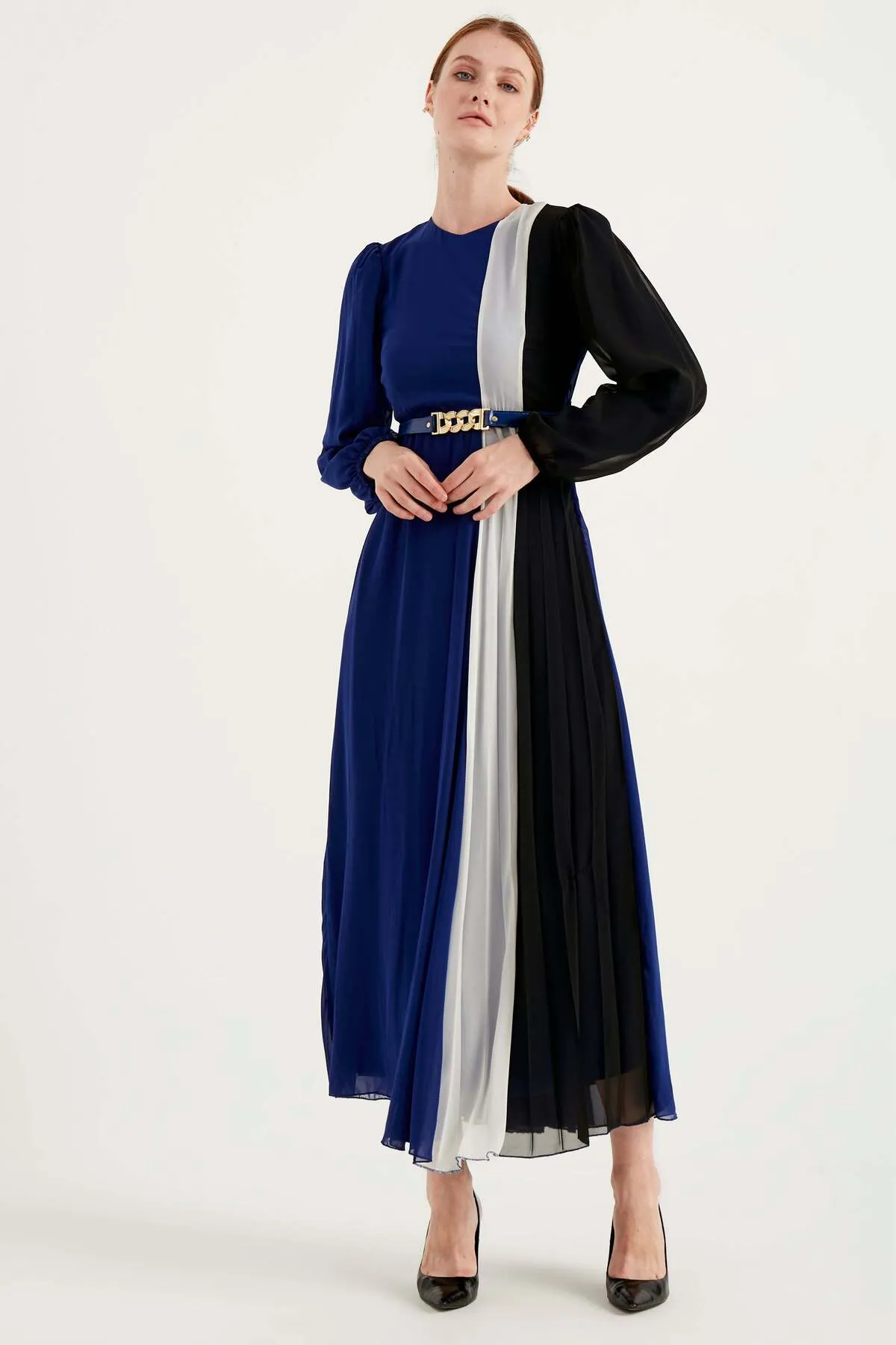 Herita  Langärmliges Plisseekleid