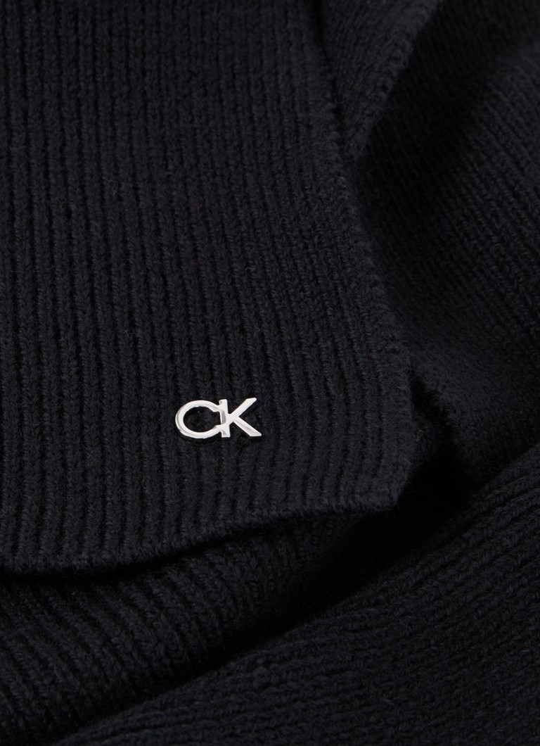 Eșarfă Calvin Klein cu logo, amestec de cașmir, 180 x 30 cm