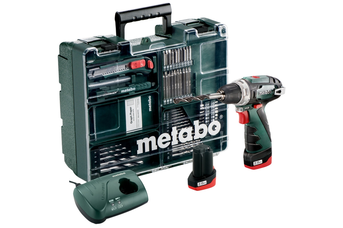 Metabo 600080880 PowerMaxx BS Basic Set Cordless Drill/Screwdriver 10.8 Volt 2.0 AH Li-ion