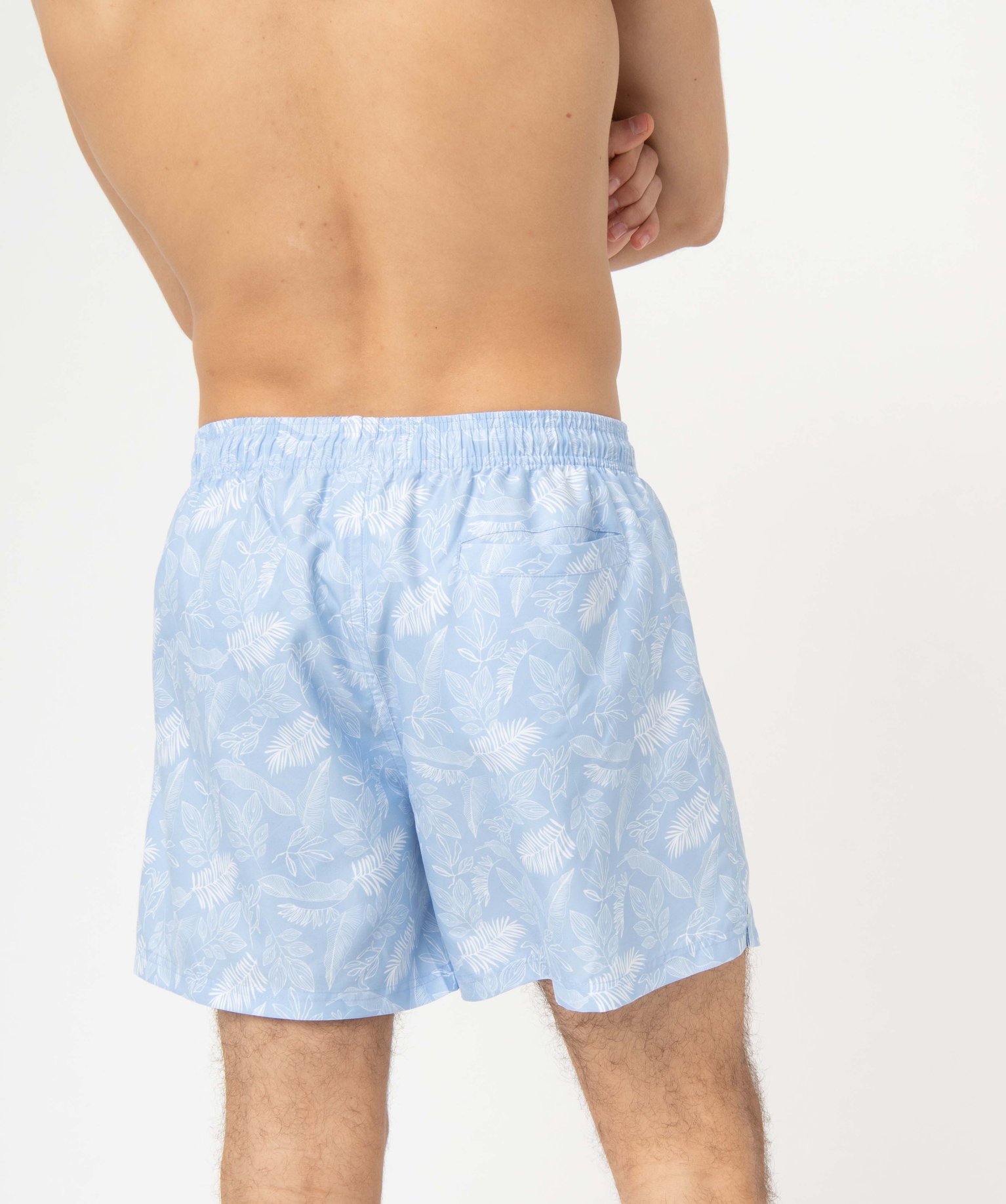 Short de bain homme pastel à imprimé feuillages bleu | GEMO