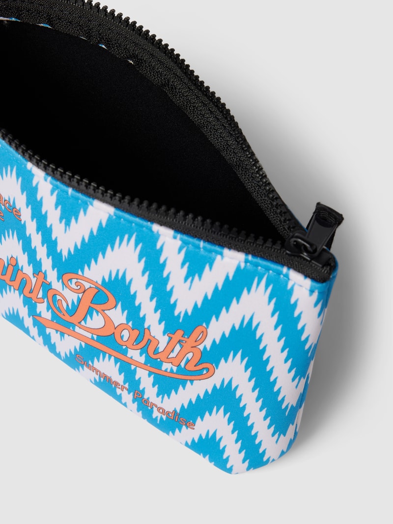 Kulturtasche mit Allover-Muster Modell 'ALINE SPONGE' in blau