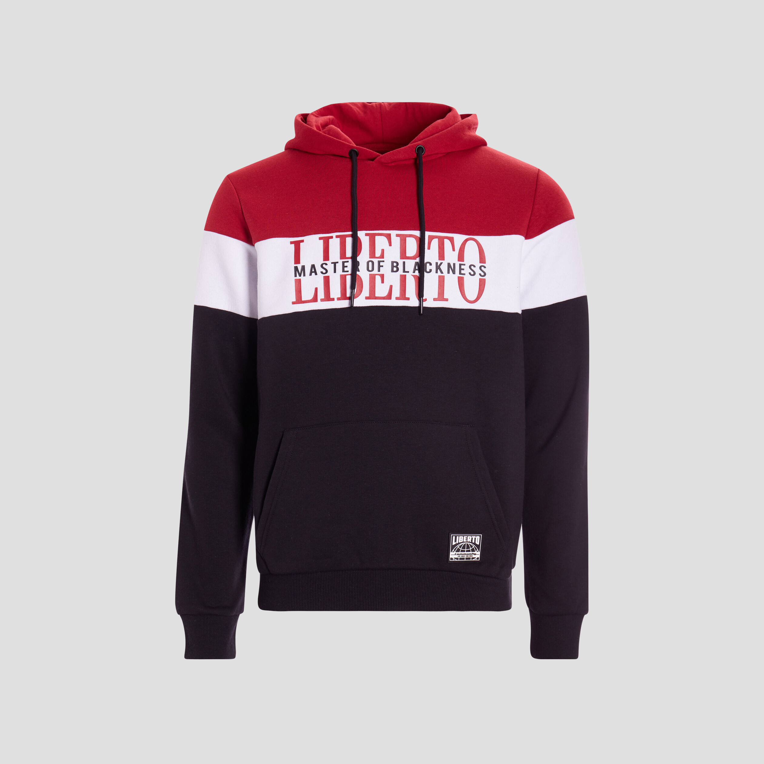 Sweat tricolor à capuche hoodie rouge foncé homme | La Halle