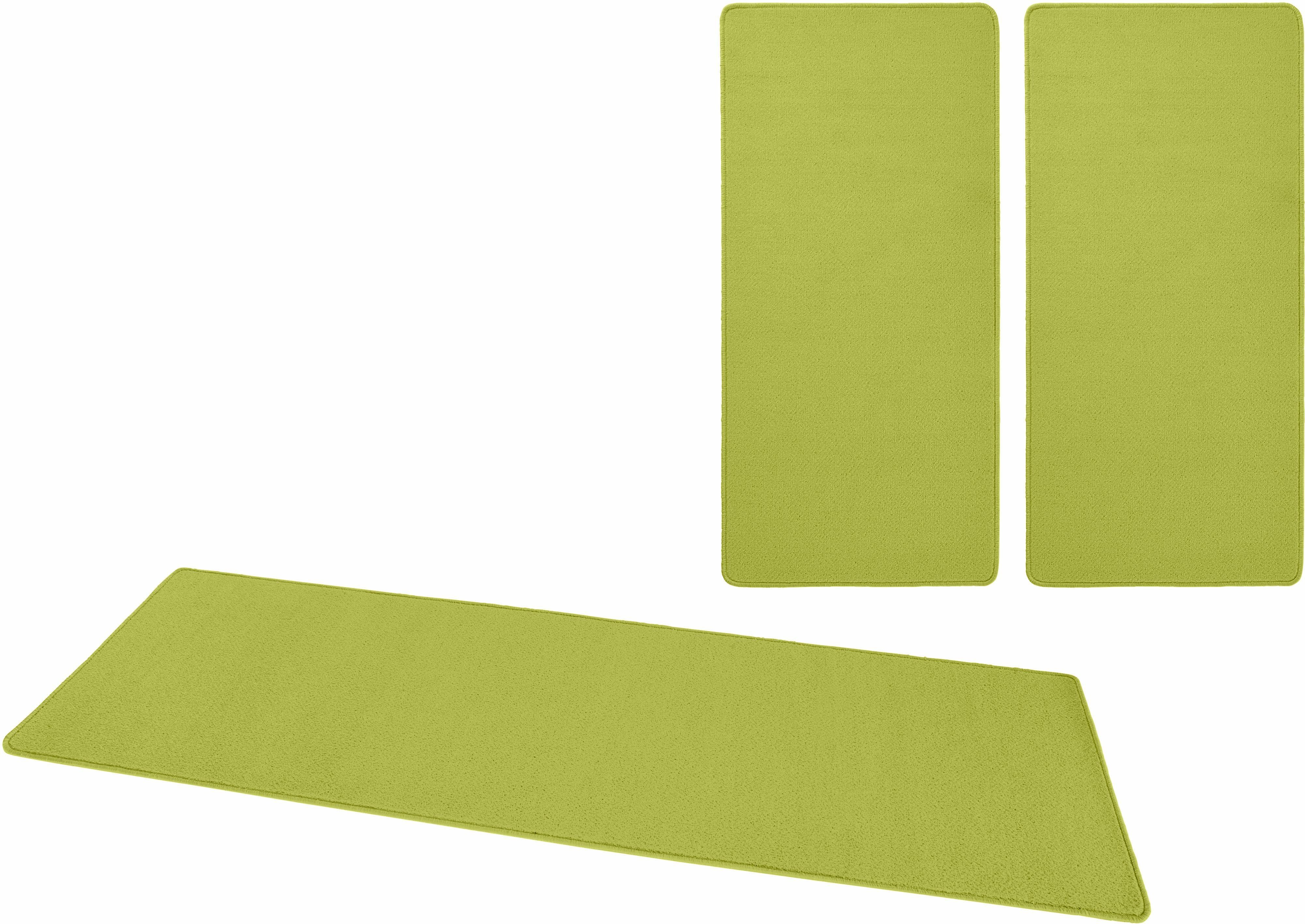 Bettumrandung Fancy HANSE Home, Höhe 7 mm, (3-tlg), Bettvorleger, 3-teiliger Läufer Set, Unifarben, Kurzflor, Bettläufer