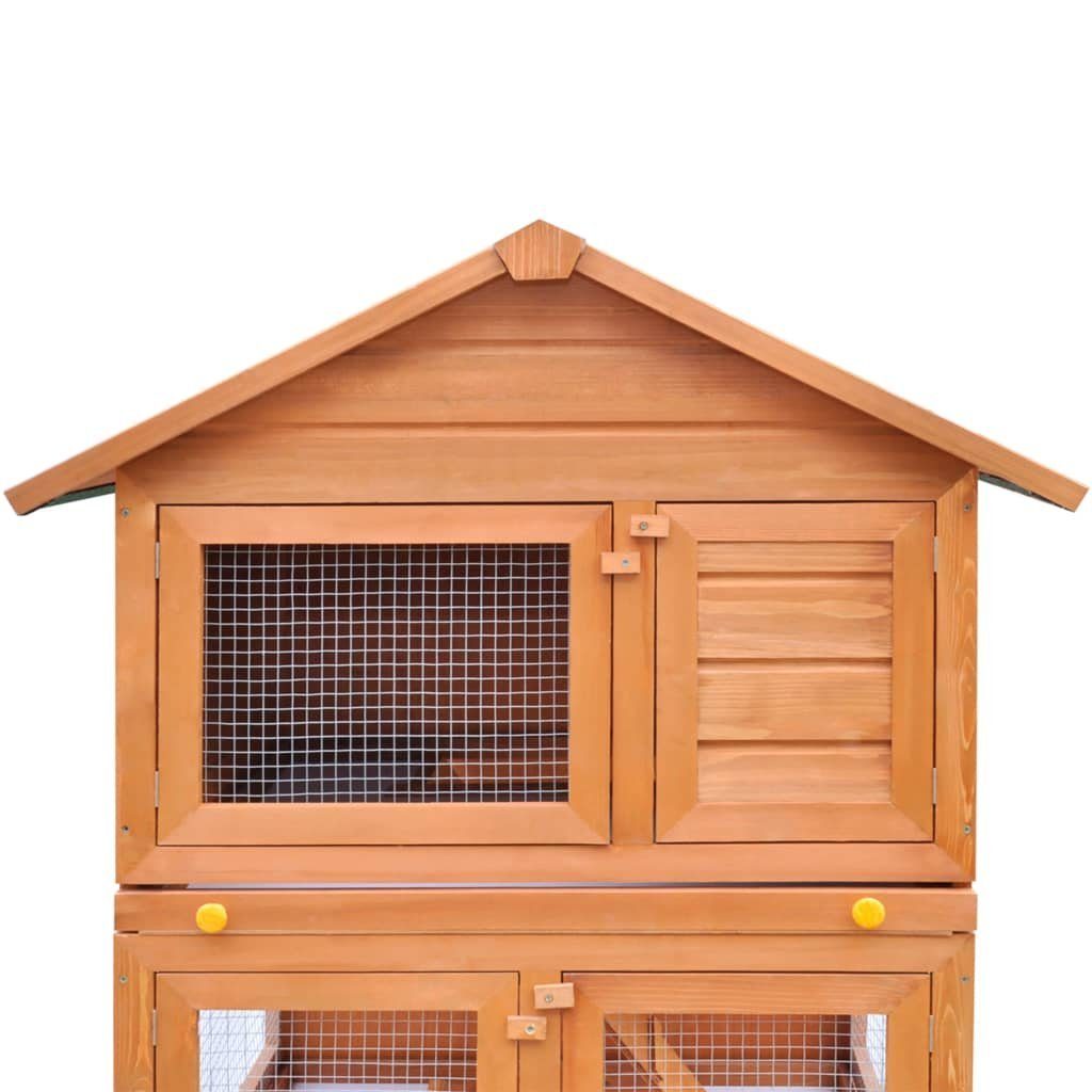 vidaXL Kleintierkäfig Kaninchenstall Kleintierhaus Hasenstall 3 Ebenen Holz