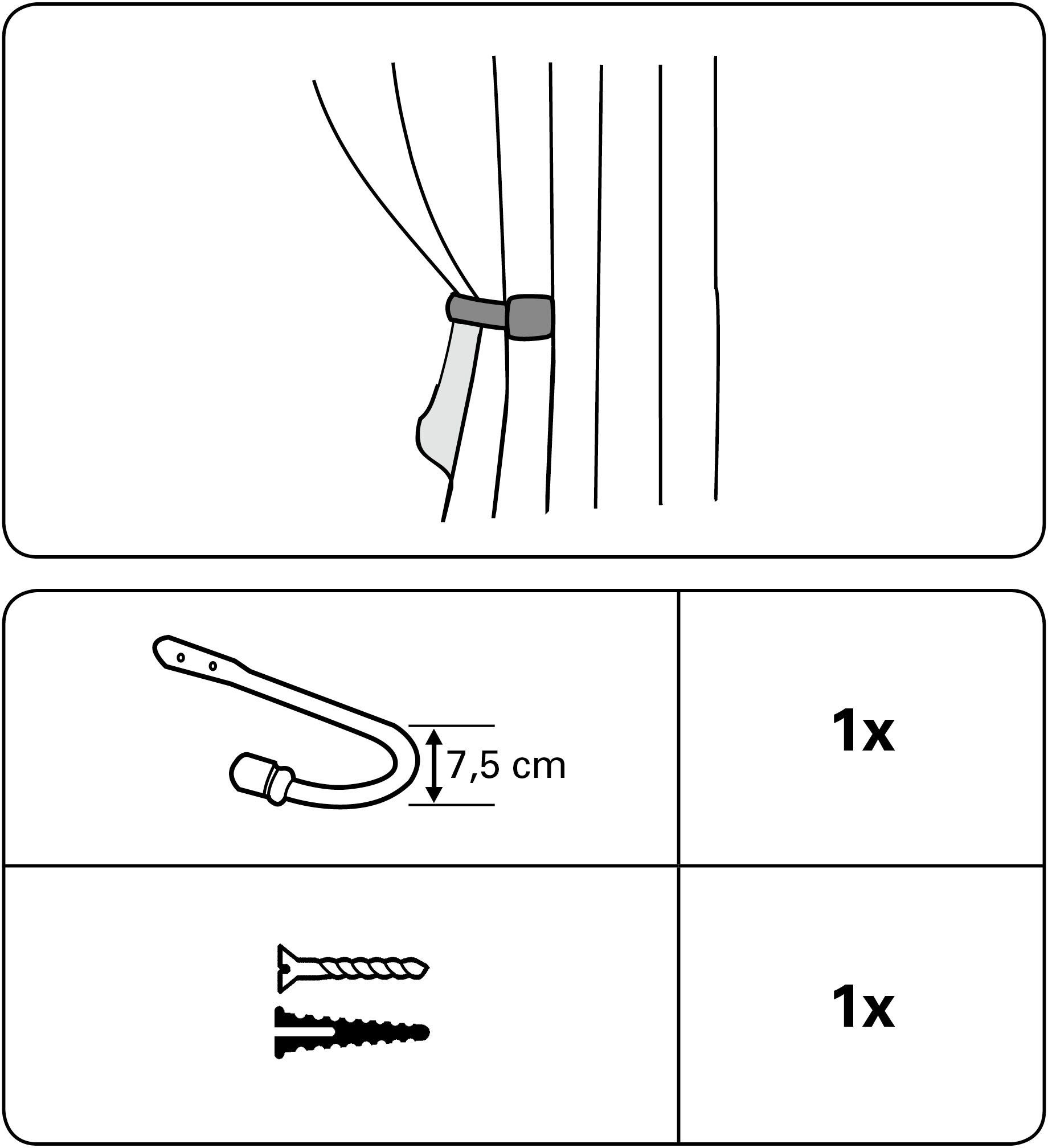 Raffhaken Raffbügel kombinierbar, GARDINIA, Gardinen, Vorhänge, (1-tlg), zum Einhängen von Stoffe
