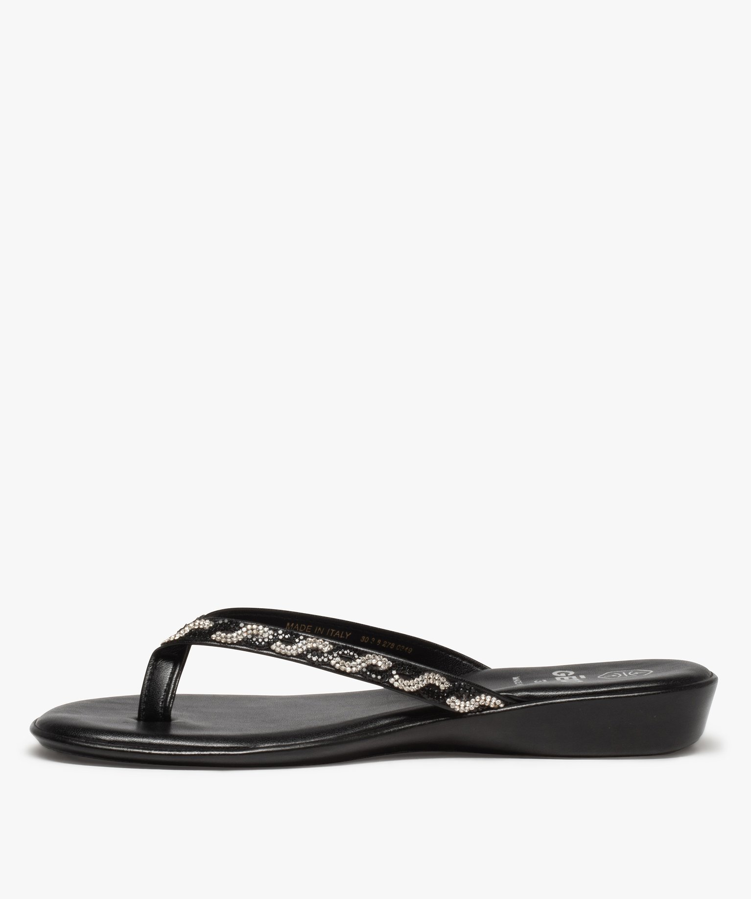 Tongs femme avec brides à strass bicolores noir | GEMO