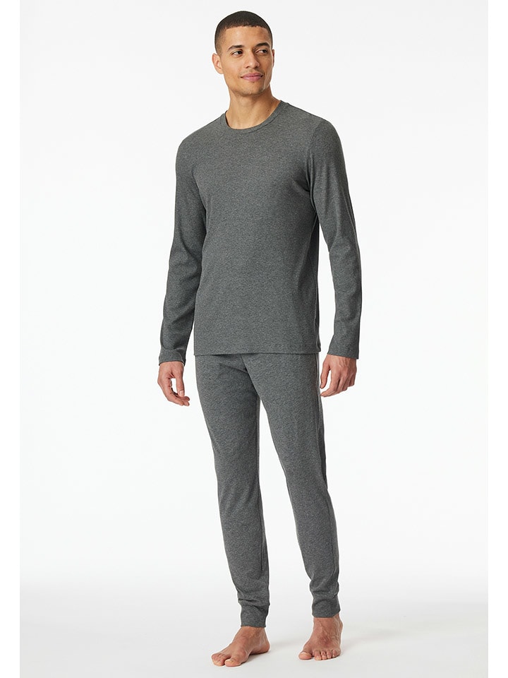 Schiesser Pyjama in Anthrazit günstig kaufen