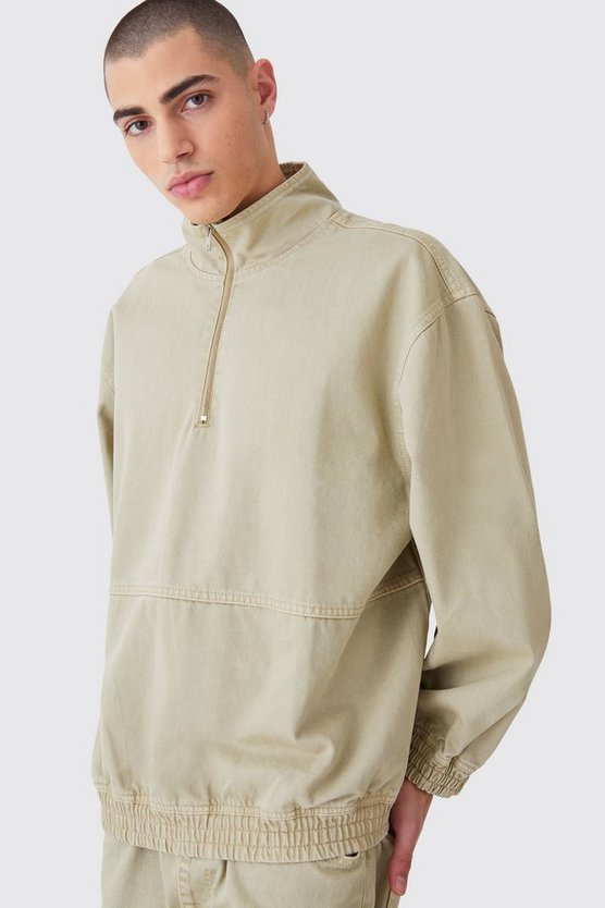 Oversize Jacke mit Trichterkragen und 1/4 Reißverschluss