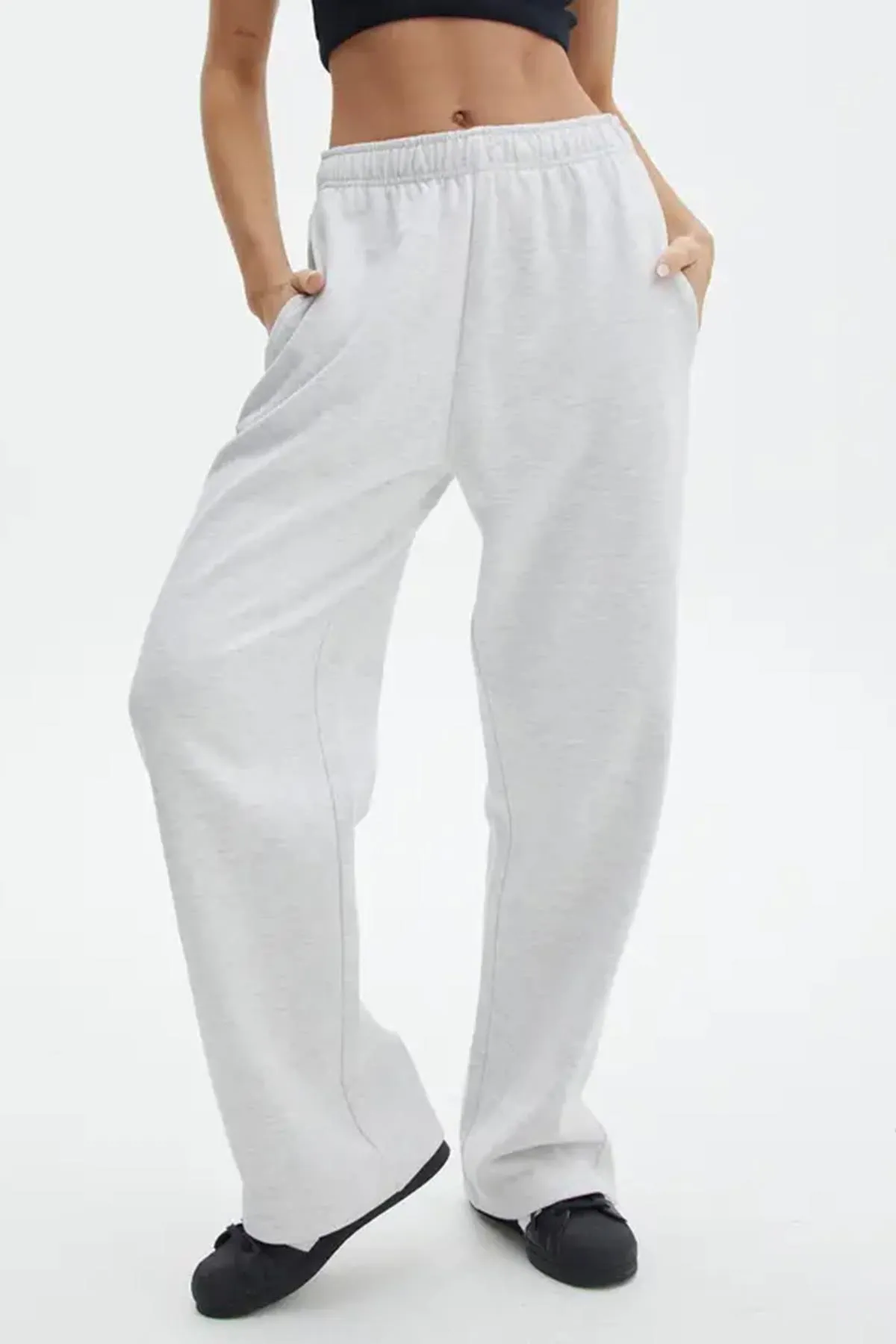 Madmext  Graue Basic-Jogginghose mit weitem Bein MG1916