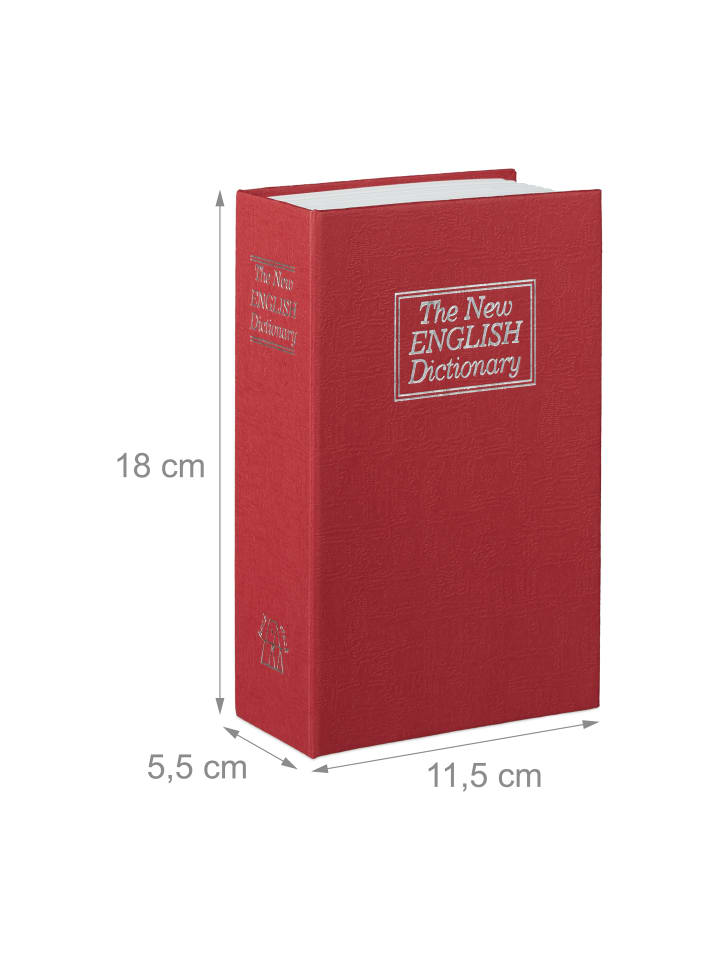 relaxdays Buchtresor in Rot - (B)11,5 x (H)18 x(T)5,5 cm günstig kaufen onesize