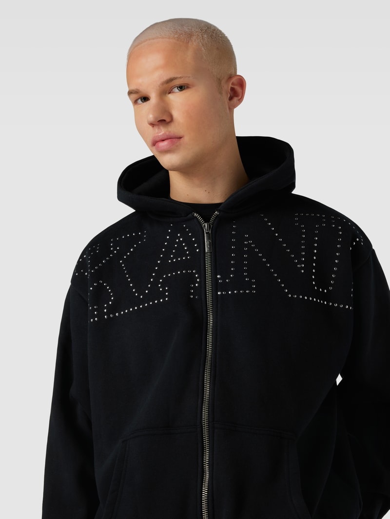 Sweatjacke mit Label-Ziersteinbesatz Modell 'Studded Retro' in black