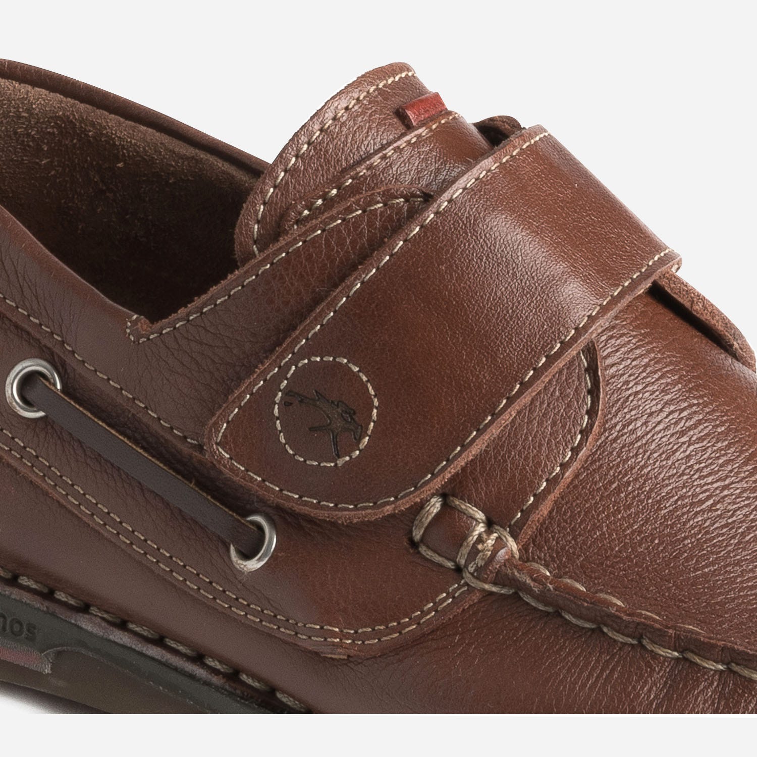 Chaussure-bateau FLUCHOS cognac en cuir à scratch