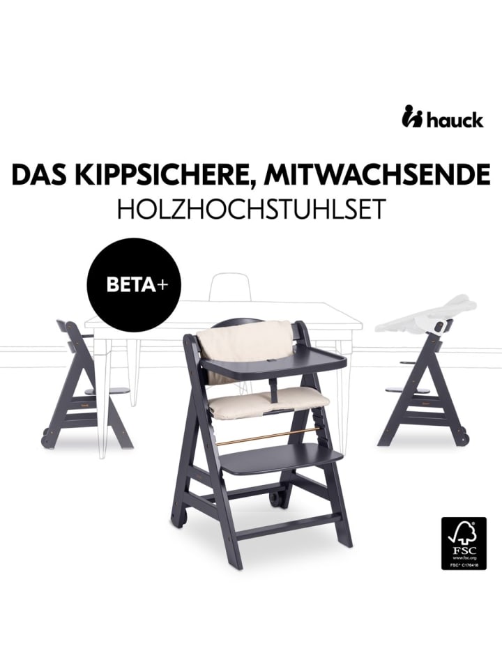 Hauck Beta Plus Dark Grey 5-tlg. Newborn Set - Hochstuhl in grau,beige günstig kaufen onesize