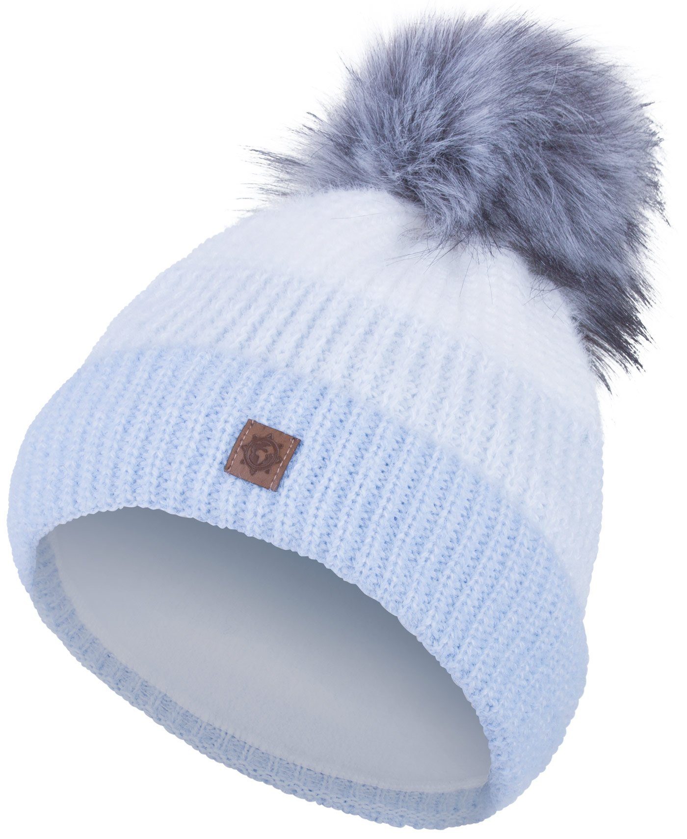 compagno Bommelmütze (1-St) Wintermütze Strickmütze Damen Mütze Winter Fleecefutter Beanie