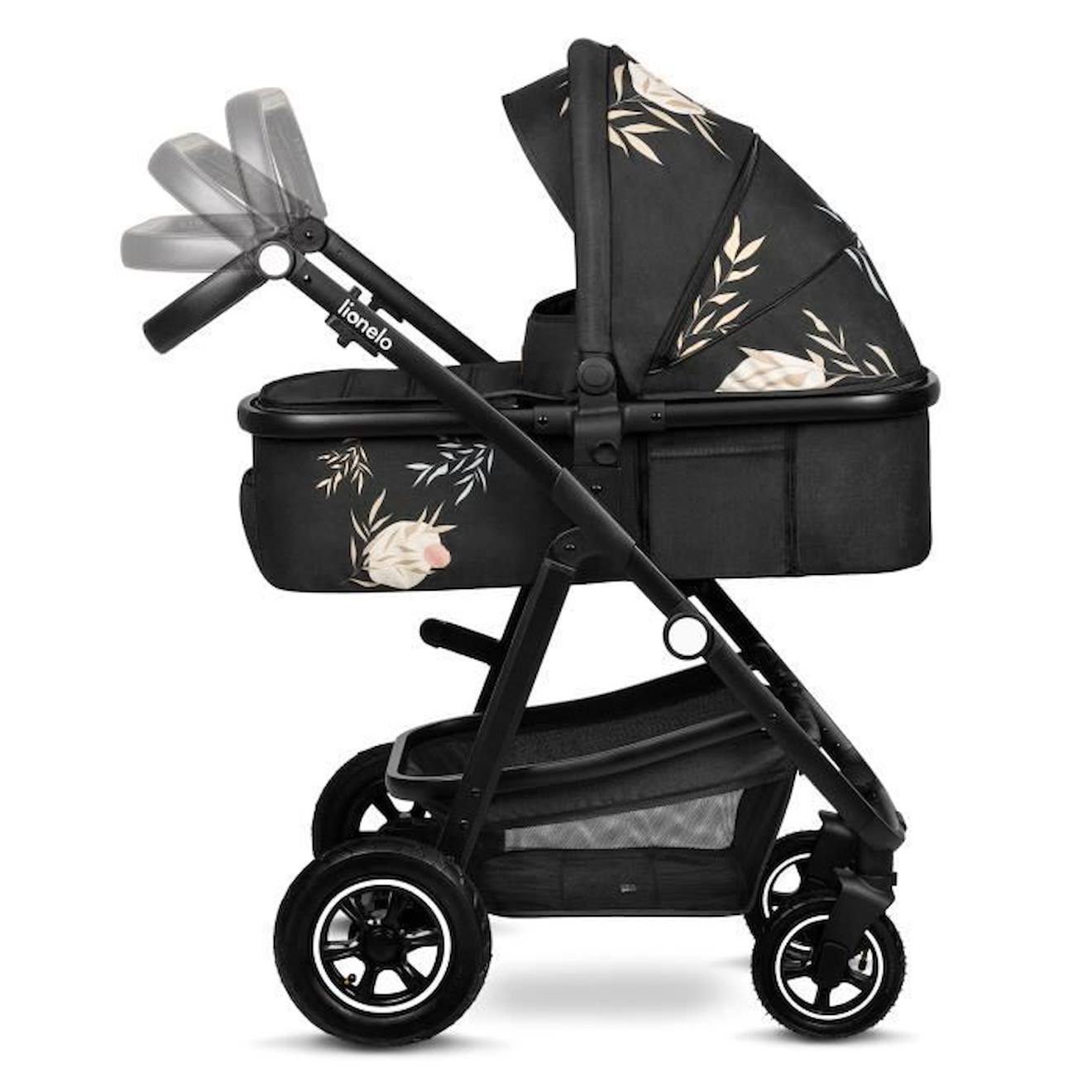 LIONELO Pack duo Poussette 2en1 bébé Amber avec nacelle sac et accessoires