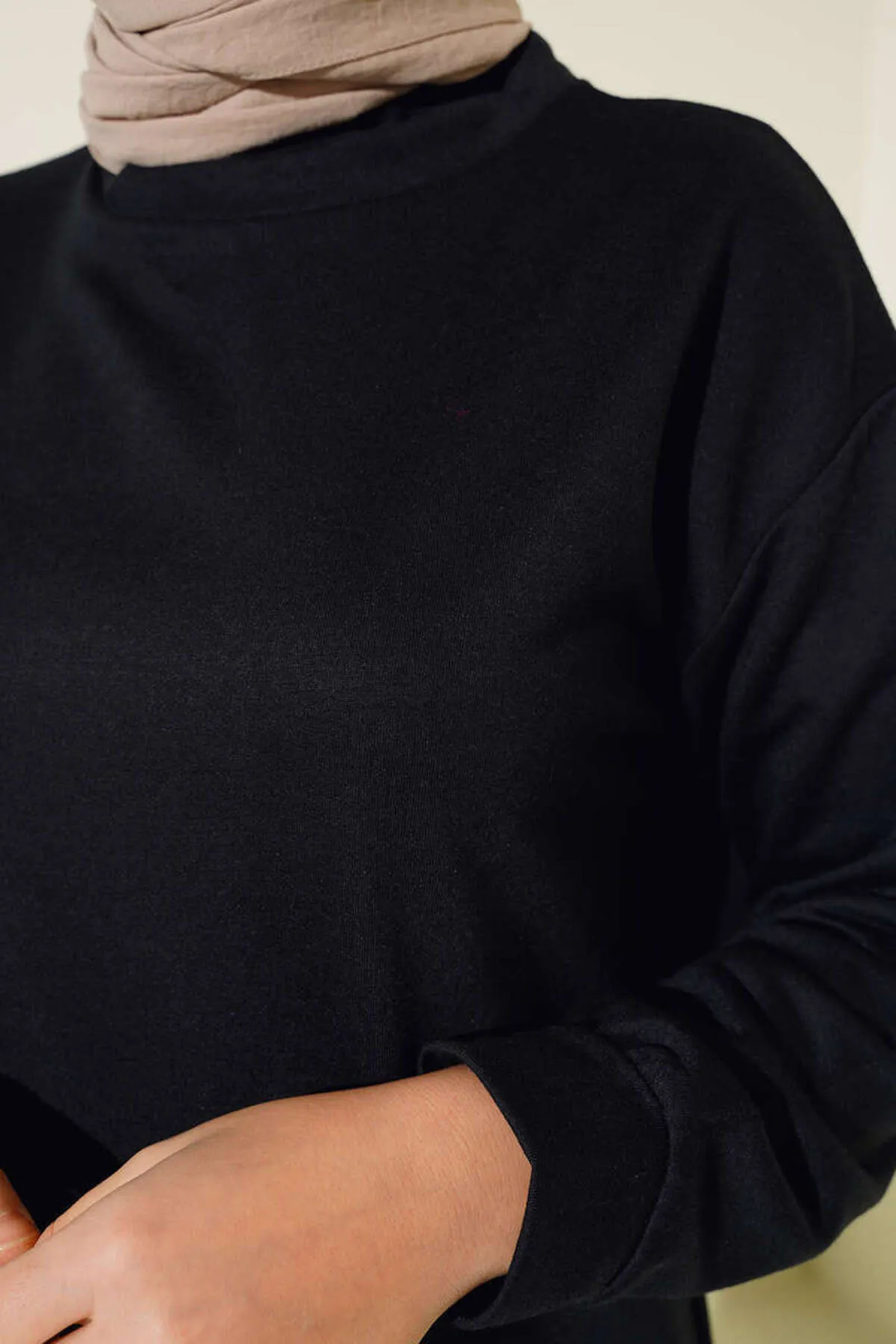 benguen  1983 Basic Lange Tunika mit Seitenschlitzen Schwarz