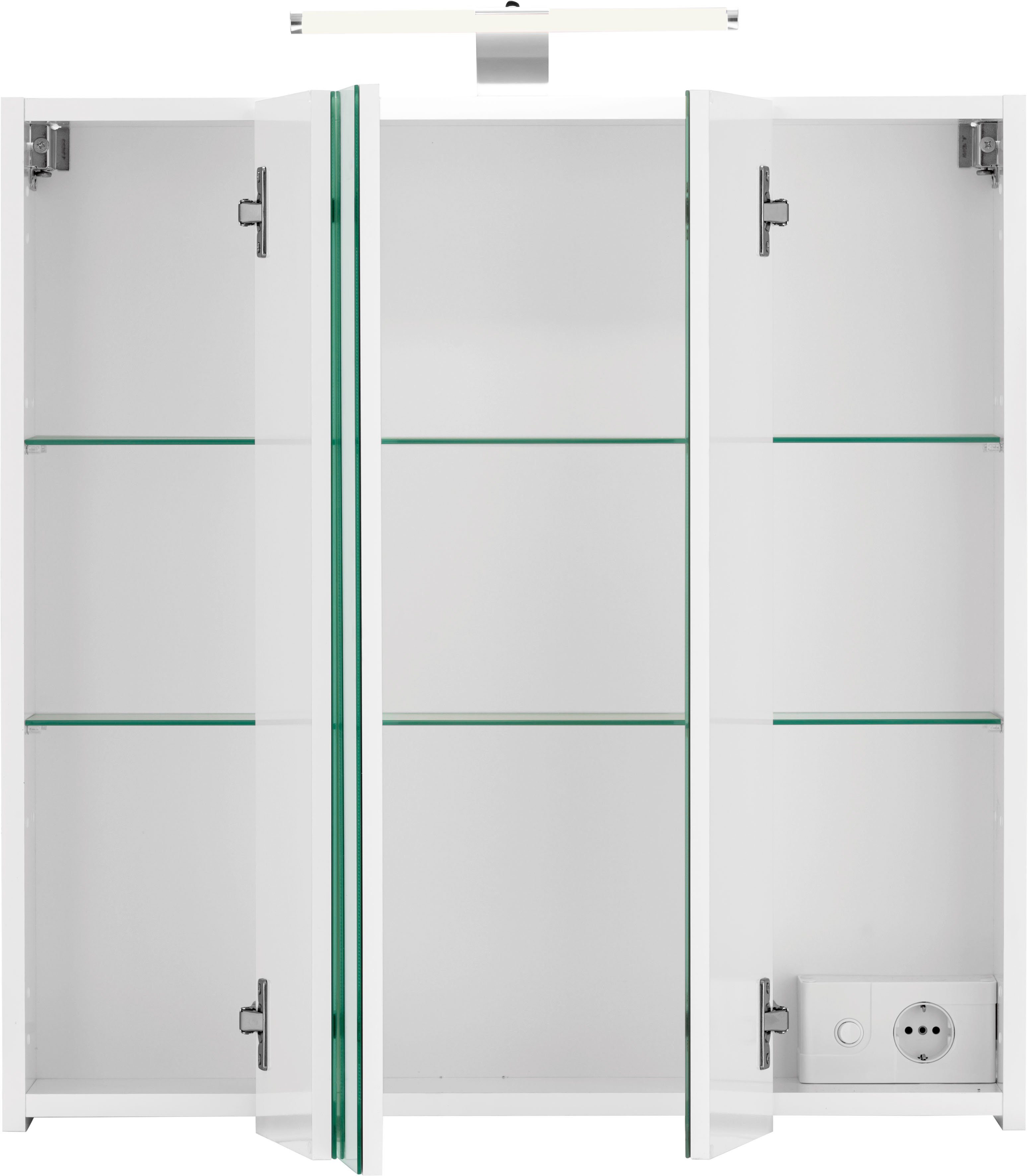 Schildmeyer Spiegelschrank Lagona Breite 70 cm, 3-türig, LED-Beleuchtung, Schalter-/Steckdosenbox
