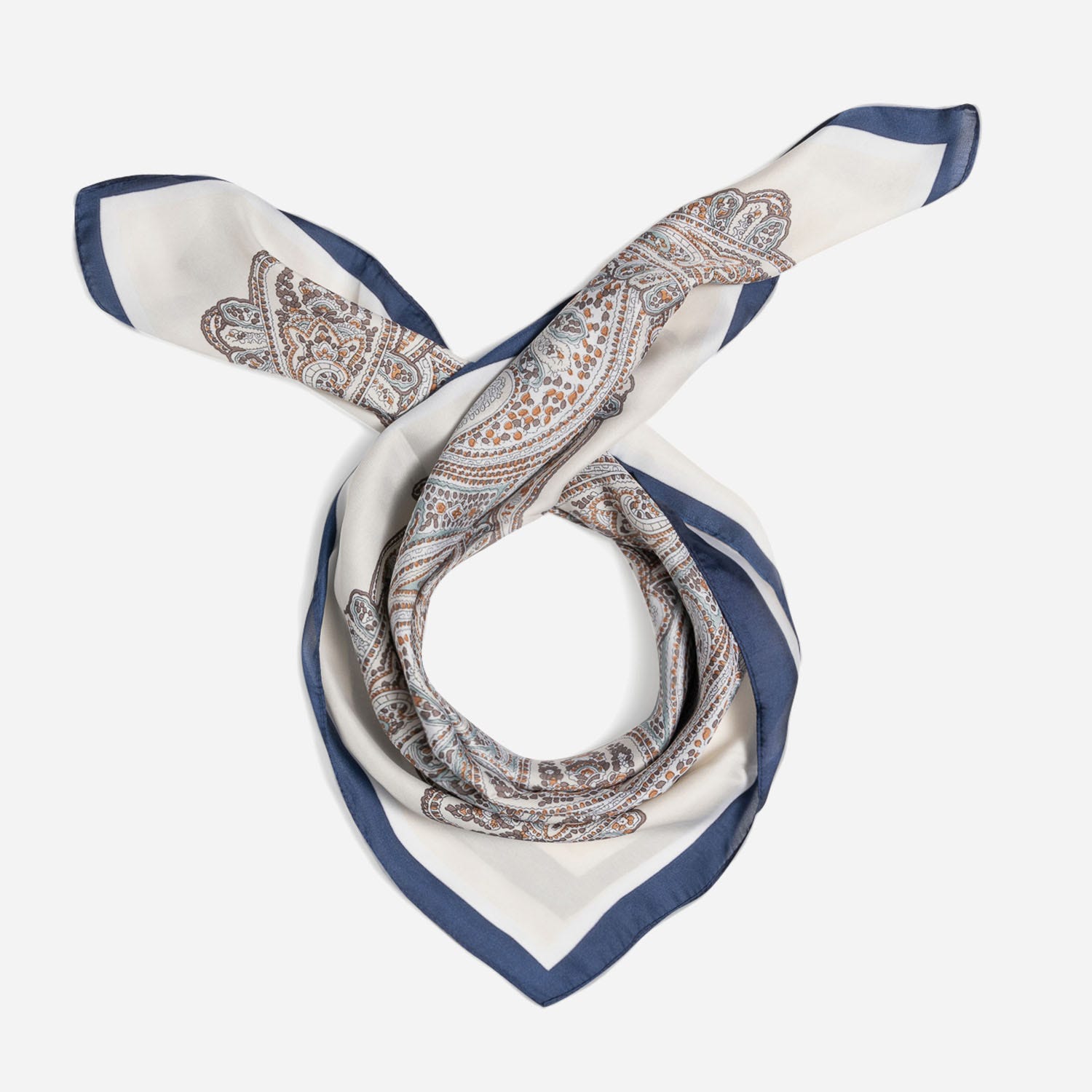Foulard carré écru à motif cachemire