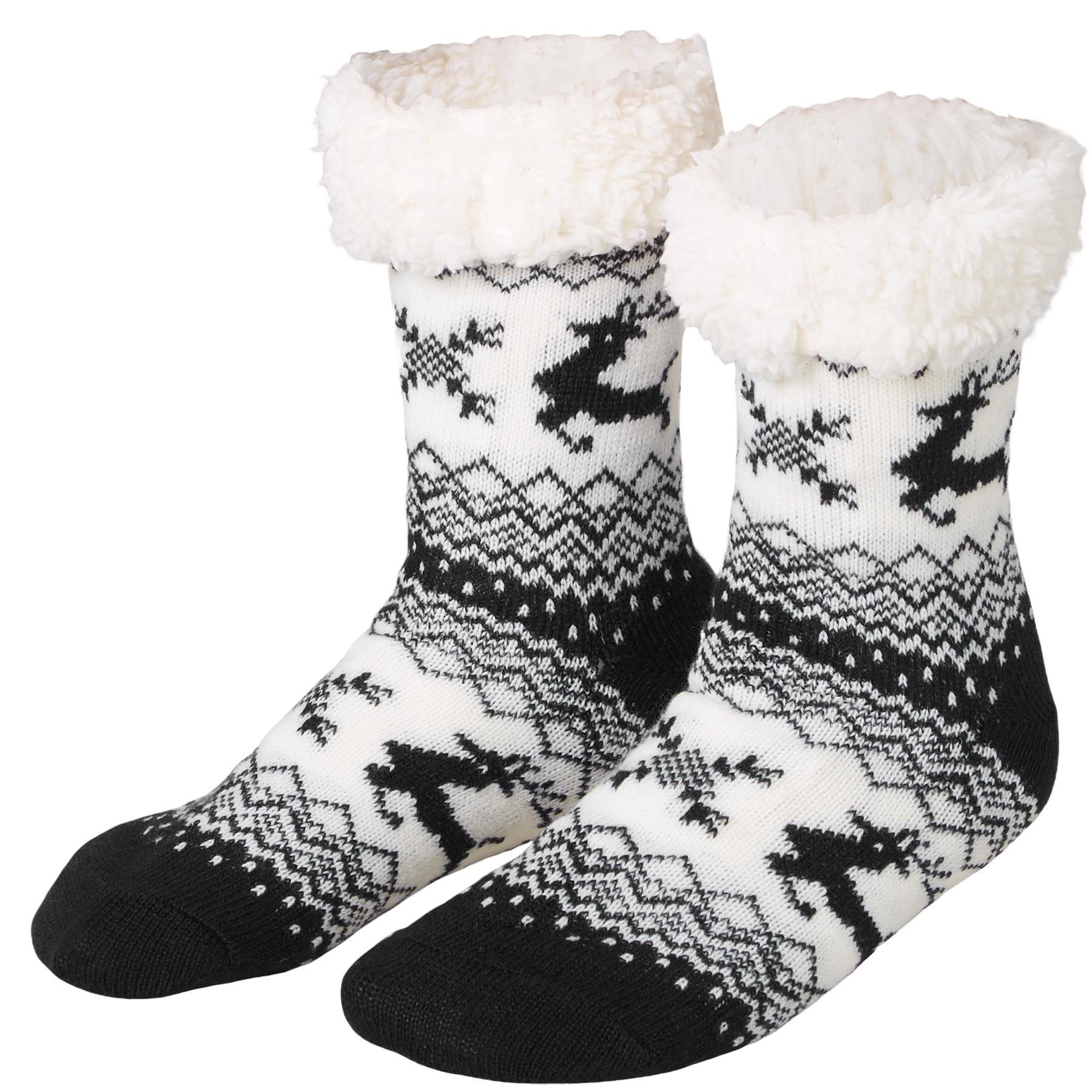 dressforfun Kuschelsocken Kuschelsocken mit Rentier-Motiv schwarz-weiß