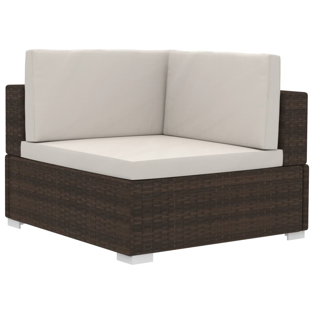 vidaXL Loungesofa Ecksofas 2 Stk. mit Auflagen Poly Rattan Braun, 2 Teile