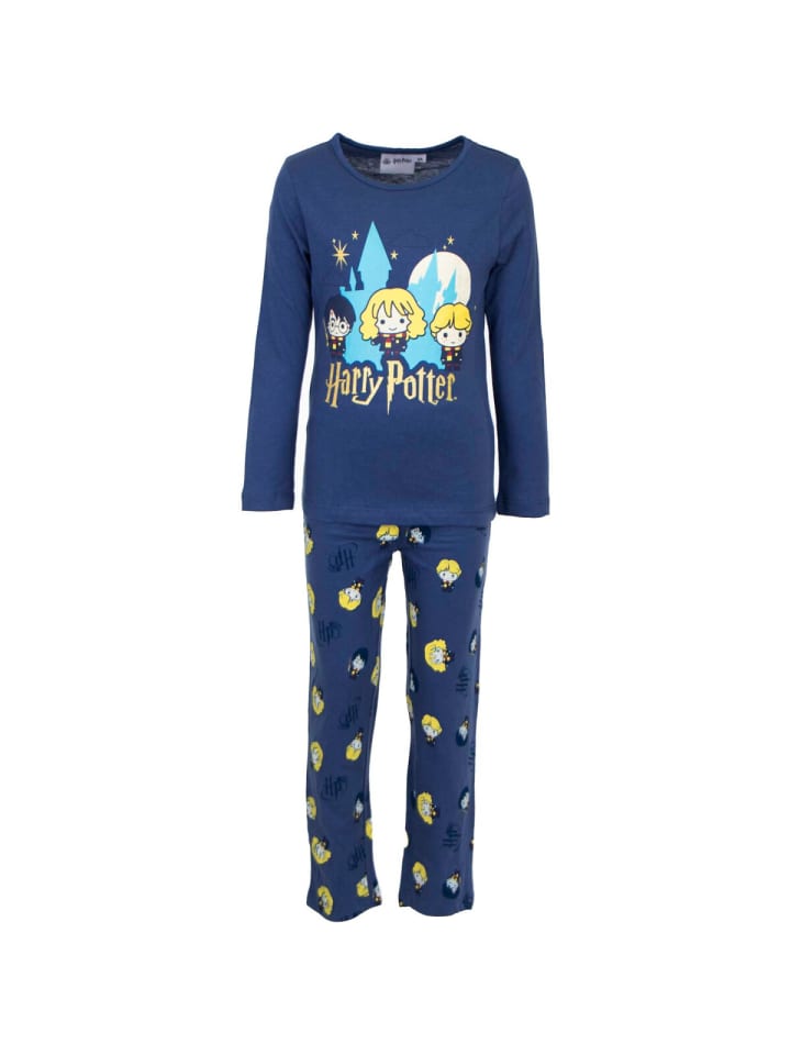 Harry Potter Harry Potter Nachtwäsche Schlafanzug aus Baumwolle Pyjama-Set in Blau 3 günstig kaufen onesize